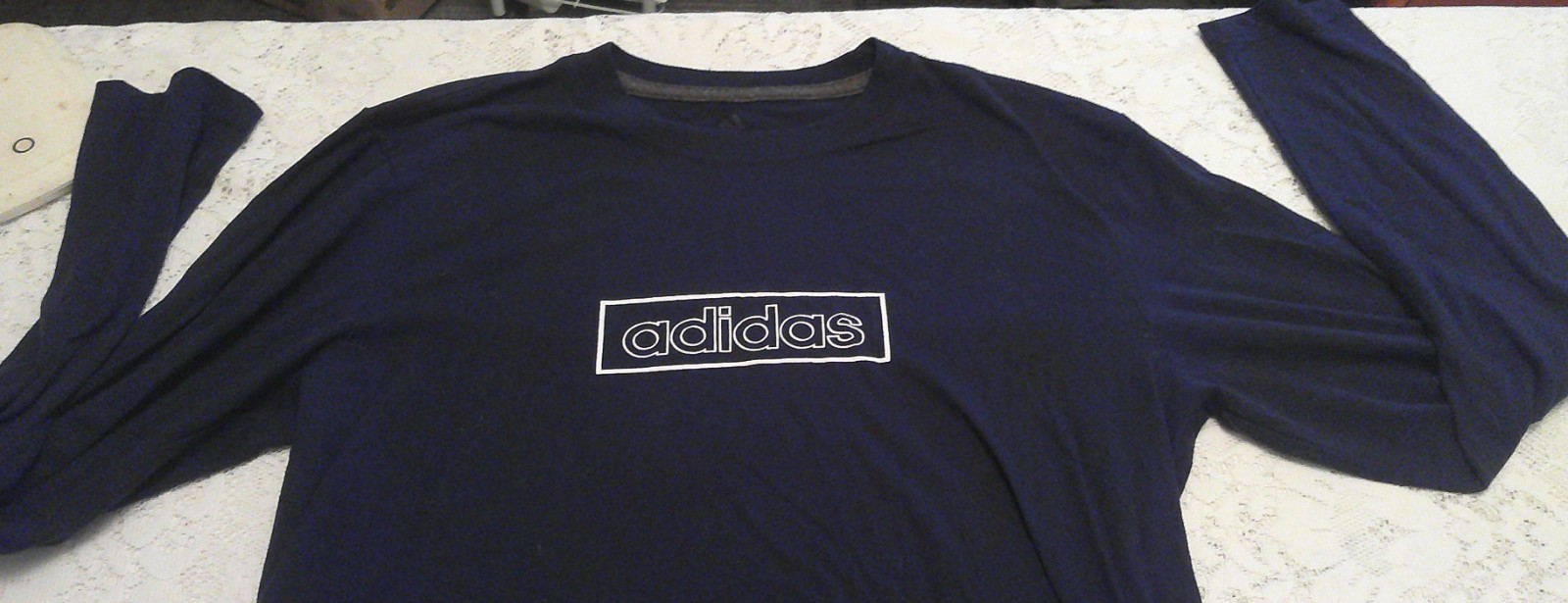 Adidas Blue White Long Sleeve To Go Performance Tee Shirt Unisex Medium