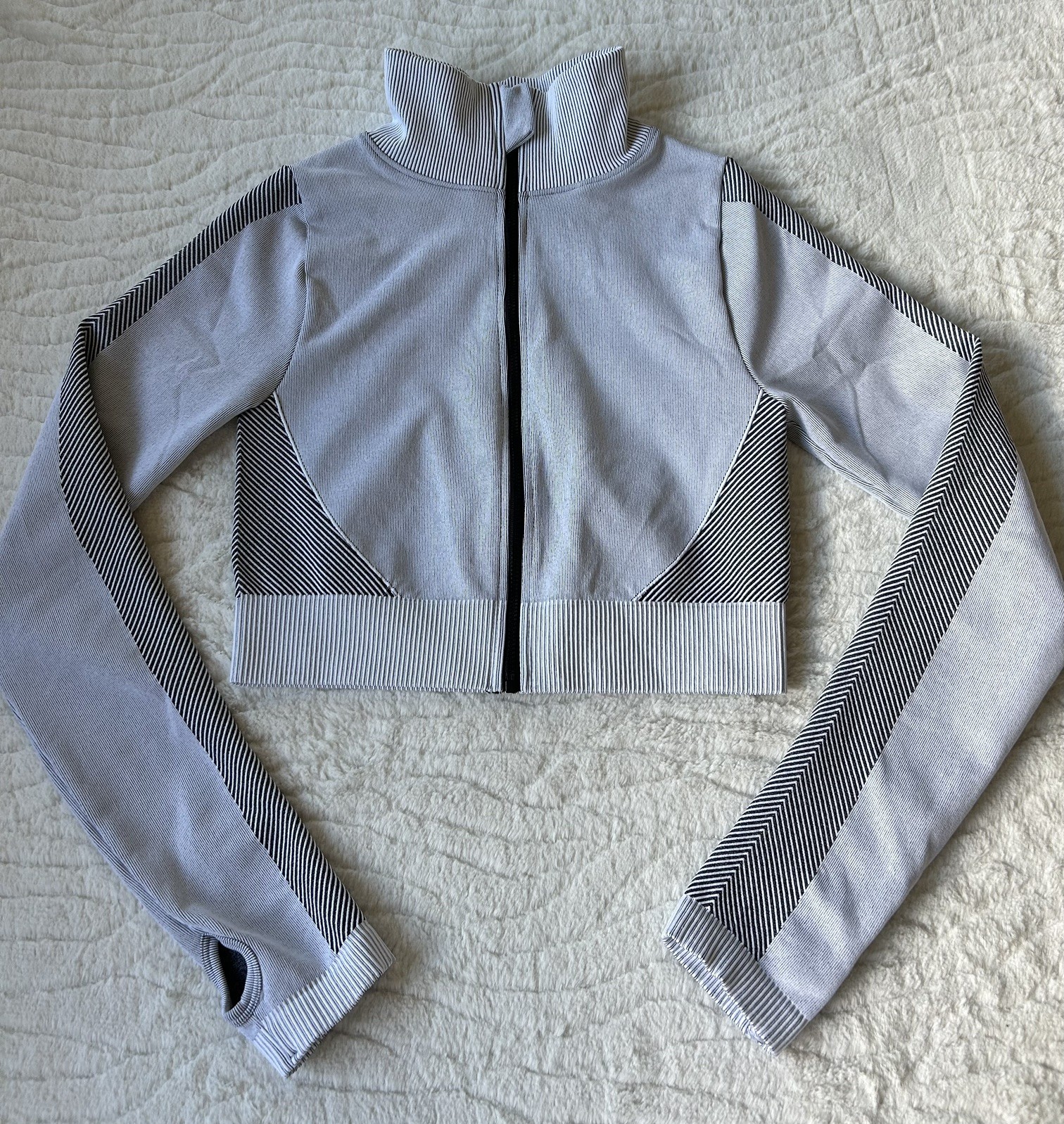 Astoria Activewear Women’s Sz M Cropped Zip Up Long Sleeve New NWOT Grey