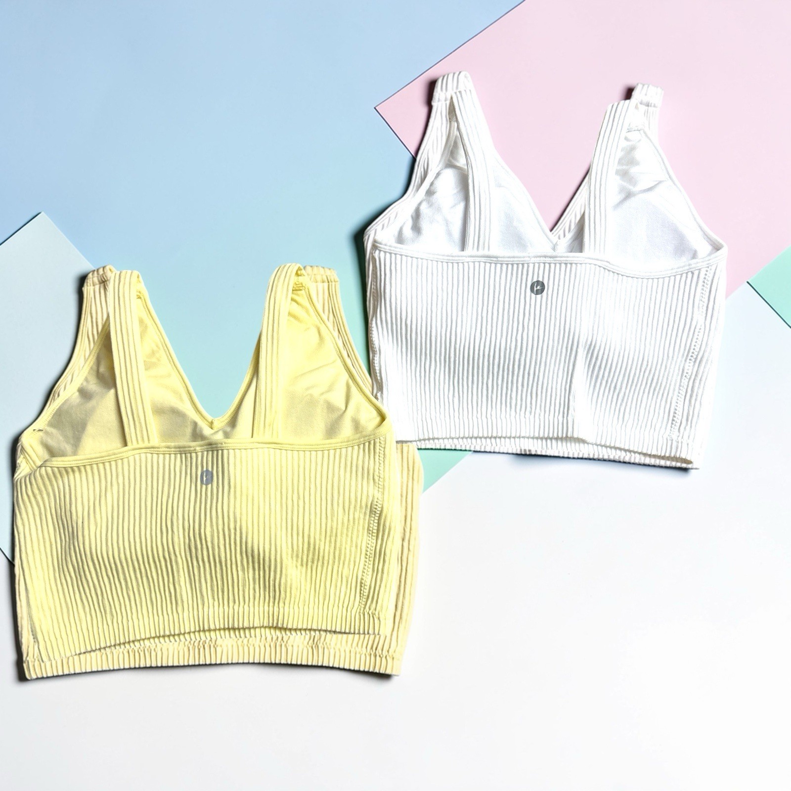 90 Degree By Reflex~Daffodil & White LARGE Stone Wash Alamo Bra~GREAT FIT!