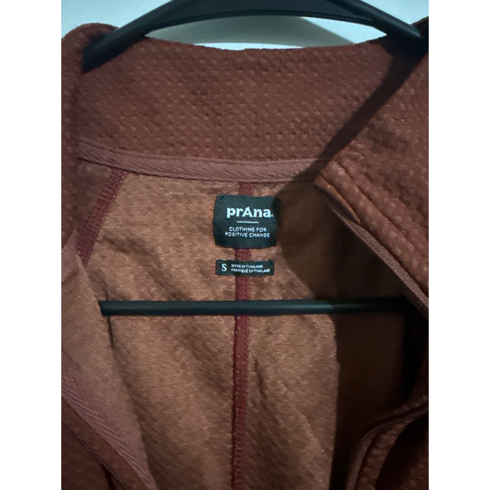 Prana Womens Rust Orange Recycled Polyester Merino Wool 1/4 Zip Pullover Small