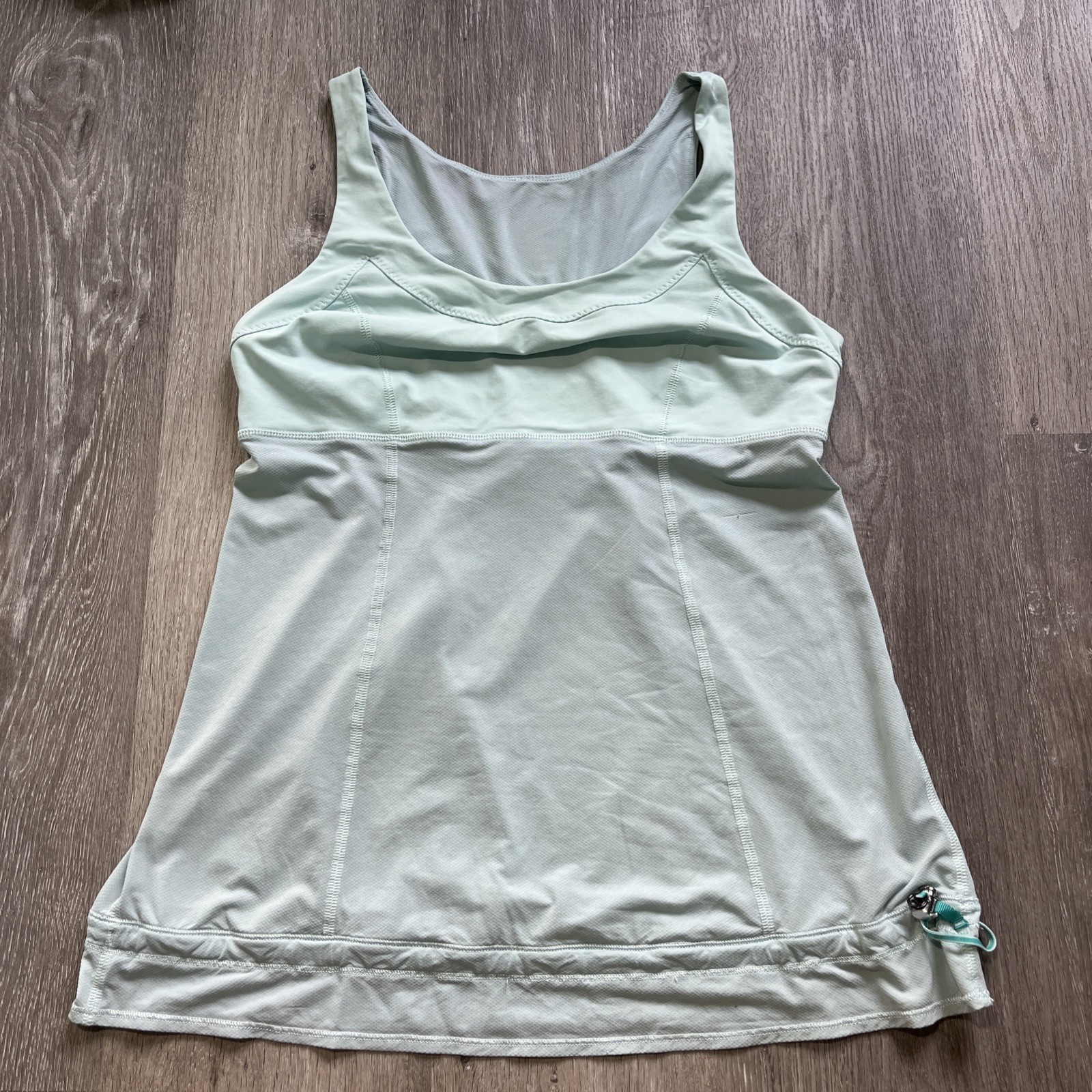 Lululemon Back Pleat Drawstring Muscle Tank Top PALE TURQUOISE BLUE 8 MEDIUM