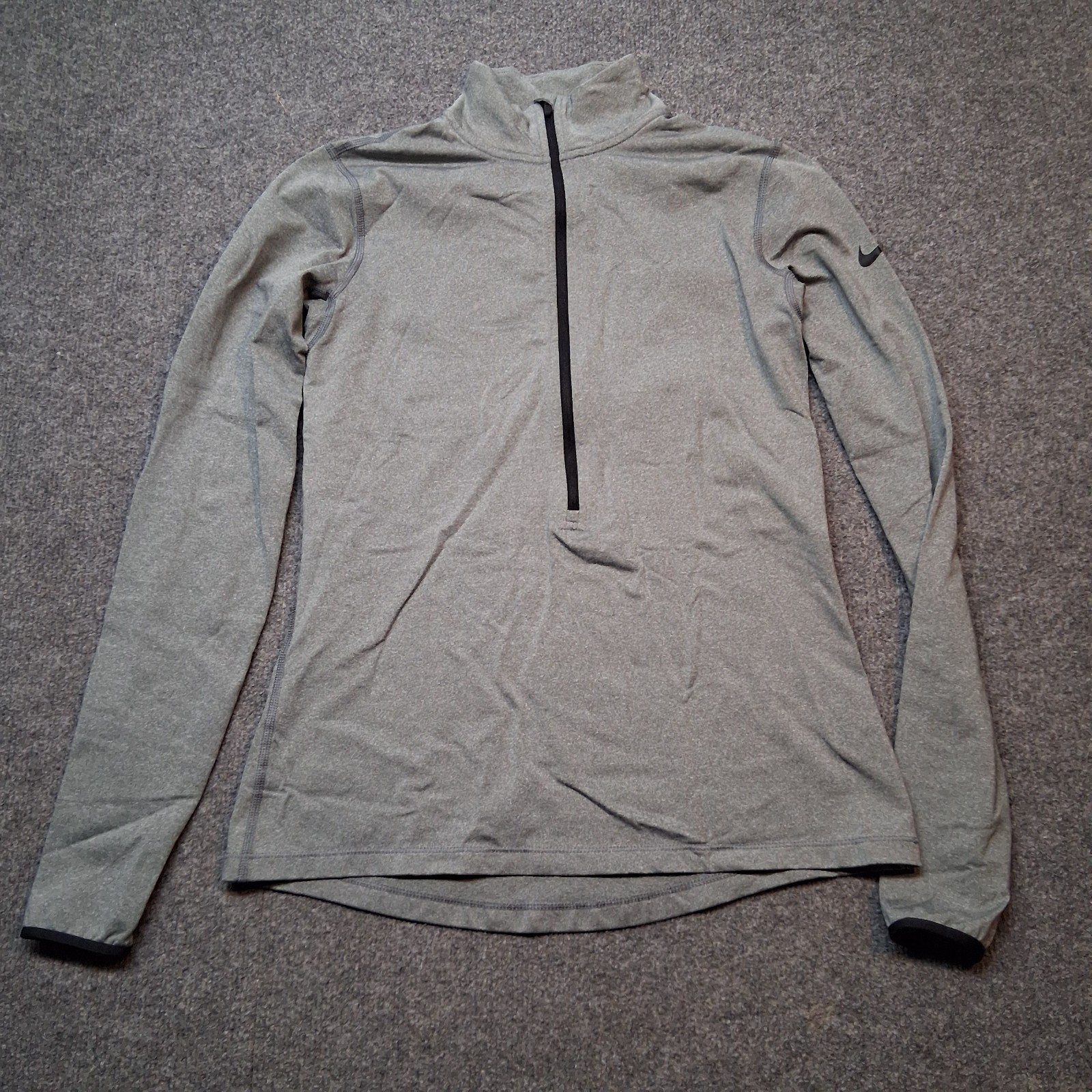 nike pro half zip womens large gray bicep swoosh dri fit