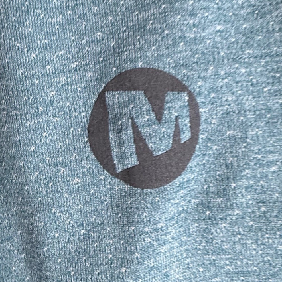 Merrell Womens Large Quarter Zip Pullover Heather Teal Blue Hiking Active Top