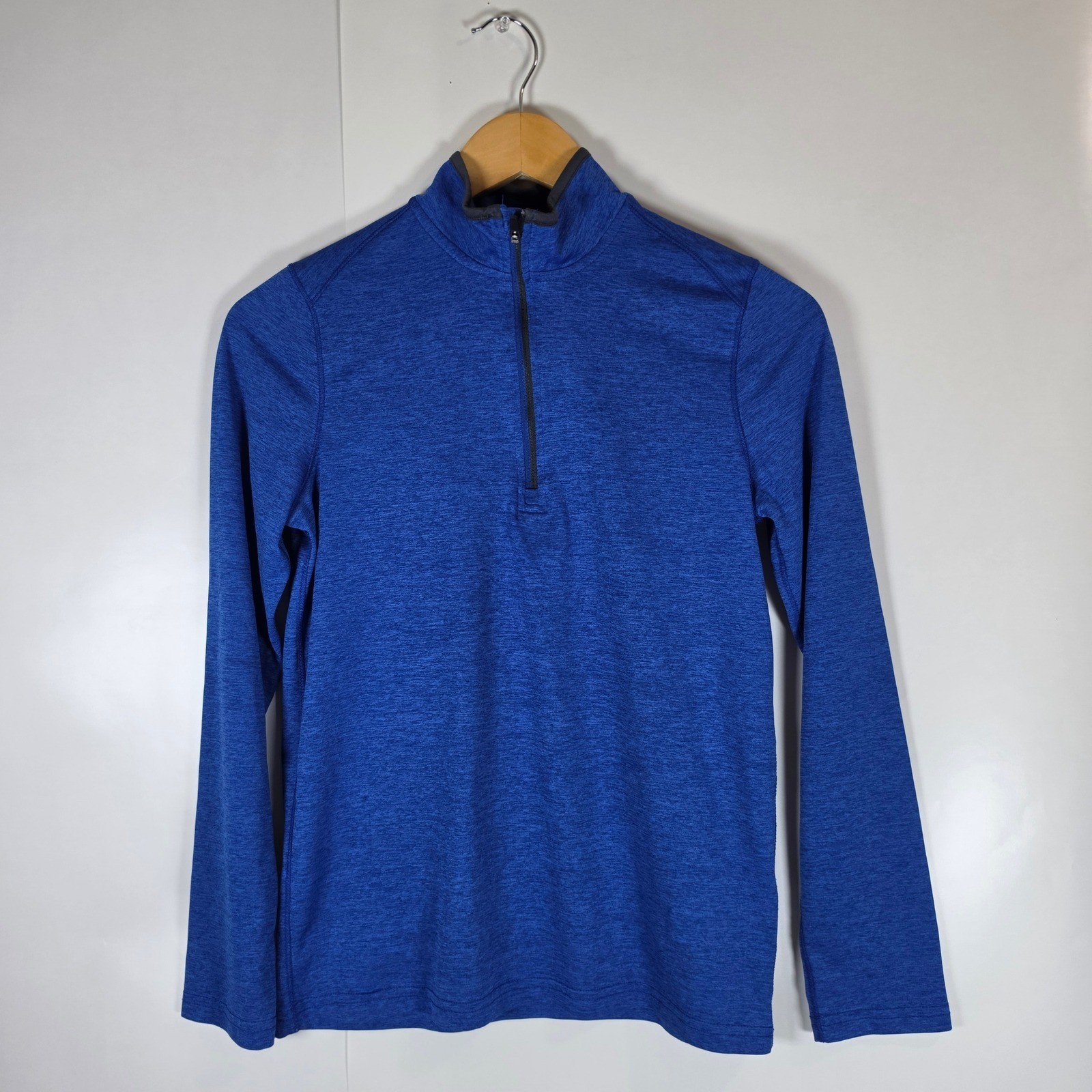 BCG Womens Blue Heathered Quarter Zip Pullover Active Top Large 14-16