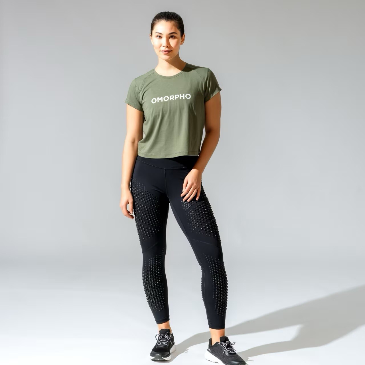 Omorpho Gravity Sportswear Cropped Tee Women L USA MADE Active Wear Gym Shirt