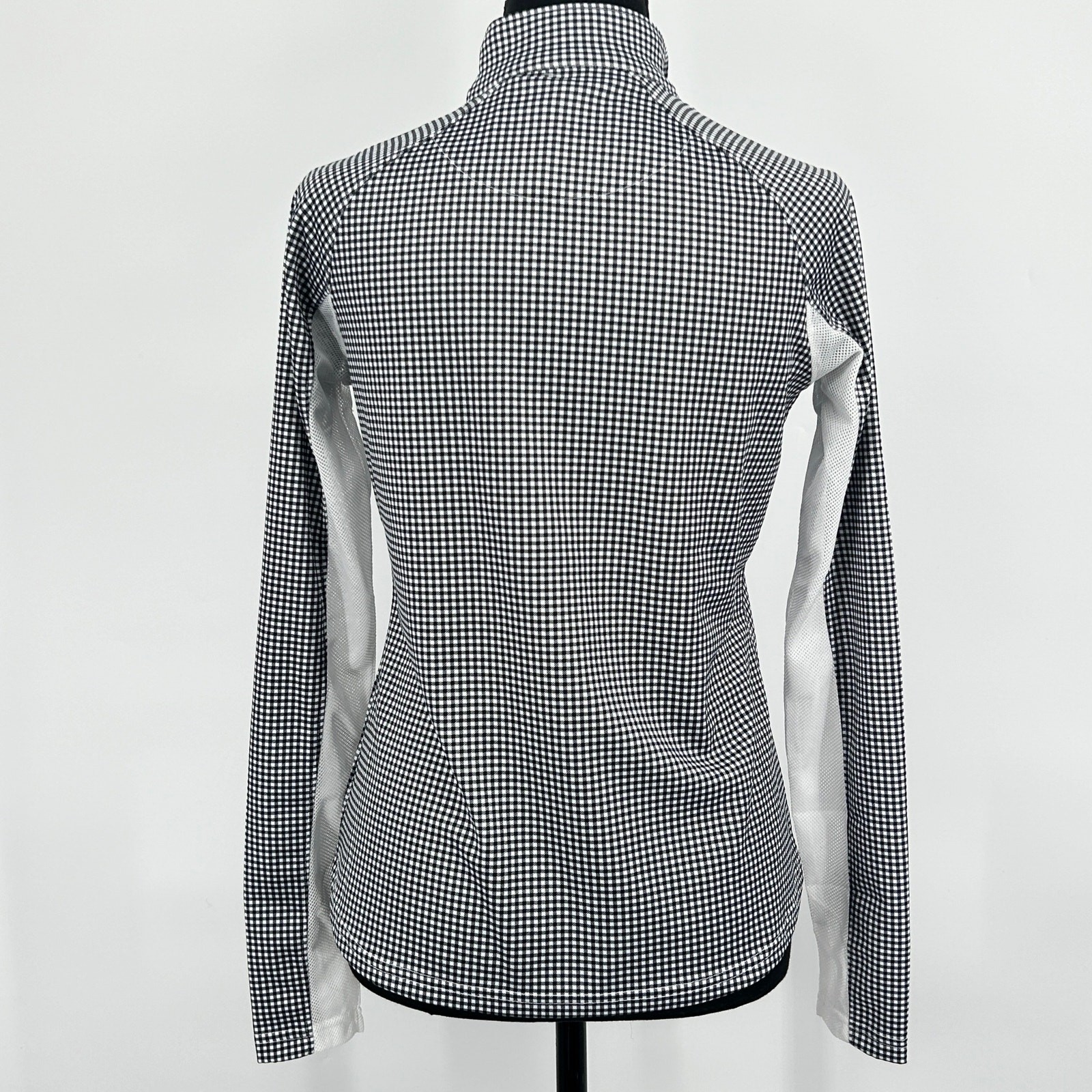 Pebble Beach Golf Pullover Shirt Womens Long Sleeve 1/4 Zip Gingham White XS NWT
