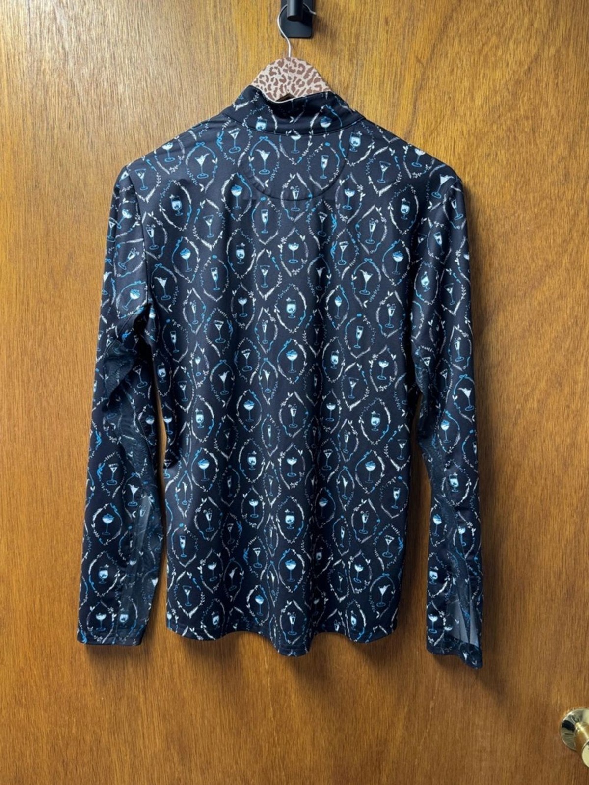 SanSoleil Long Sleeve Golf 1/4 Zip Pullover Martini Cocktail Navy Blue Large