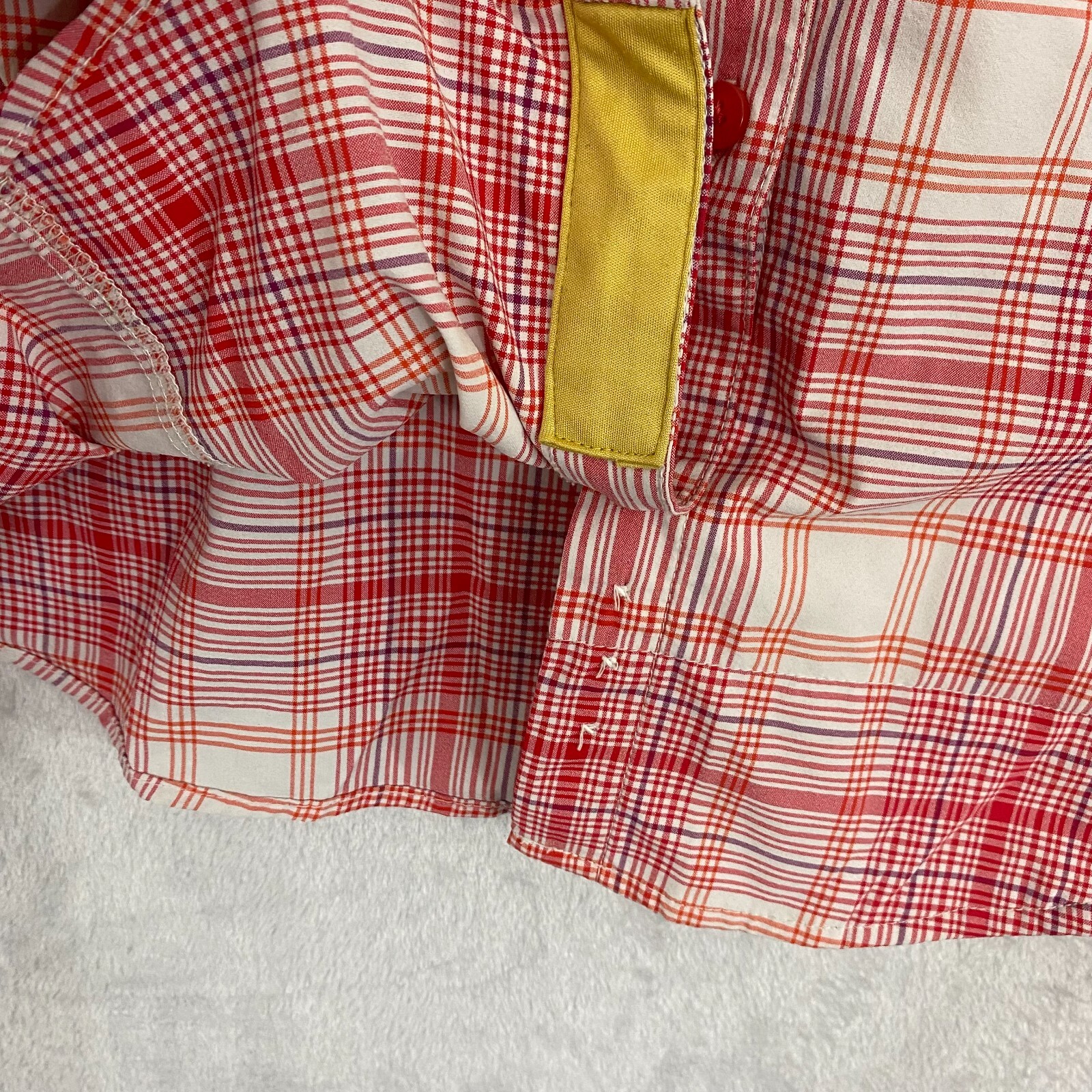 Duluth Trading Lightweight Button Up Shirt Womens Sz Small Red Pink Plaid Hiking