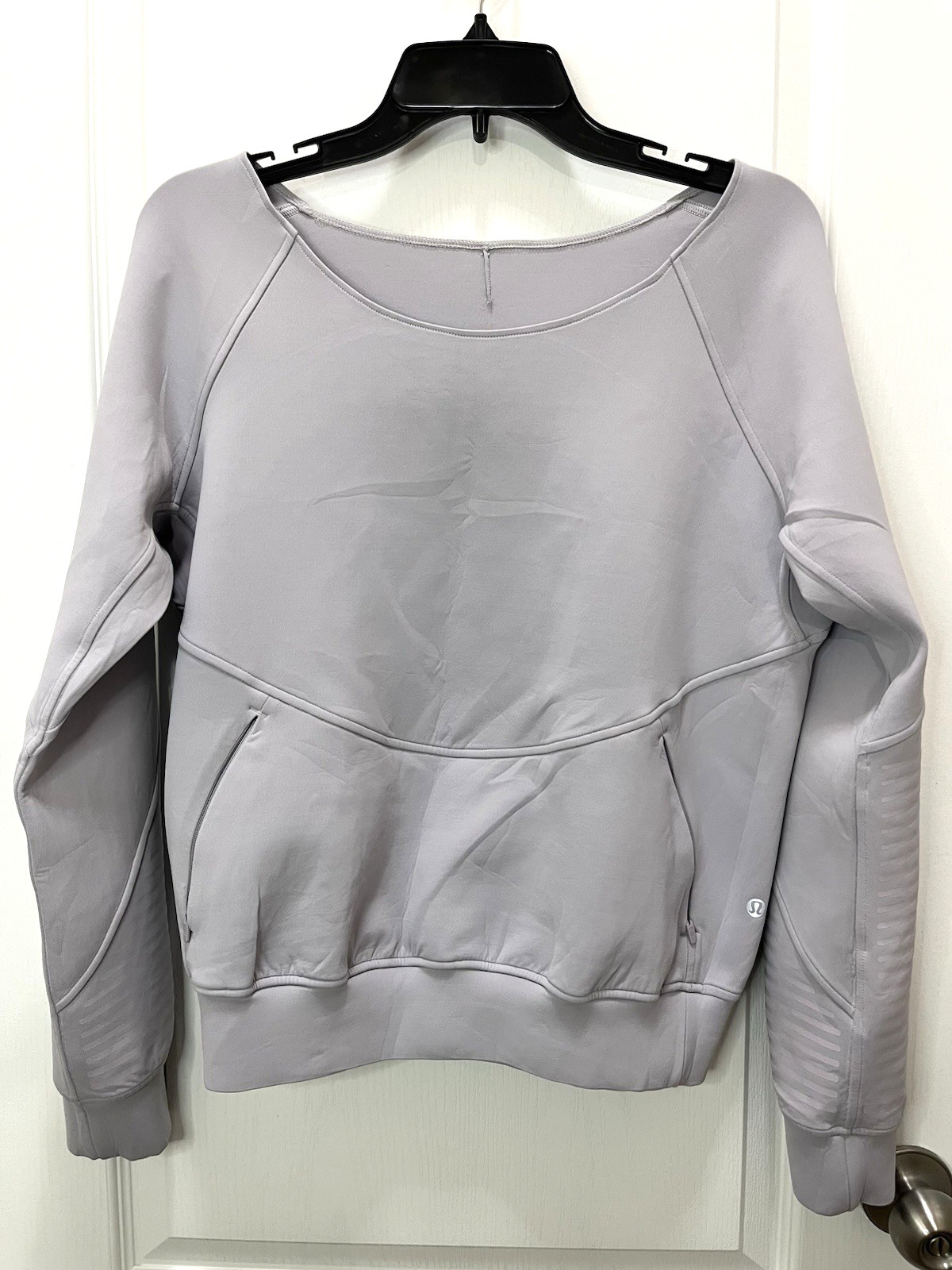 LuluLemon Long Sleeve Pullover ~6/8 Med Light Grayish Purple Neoprene Open Neck