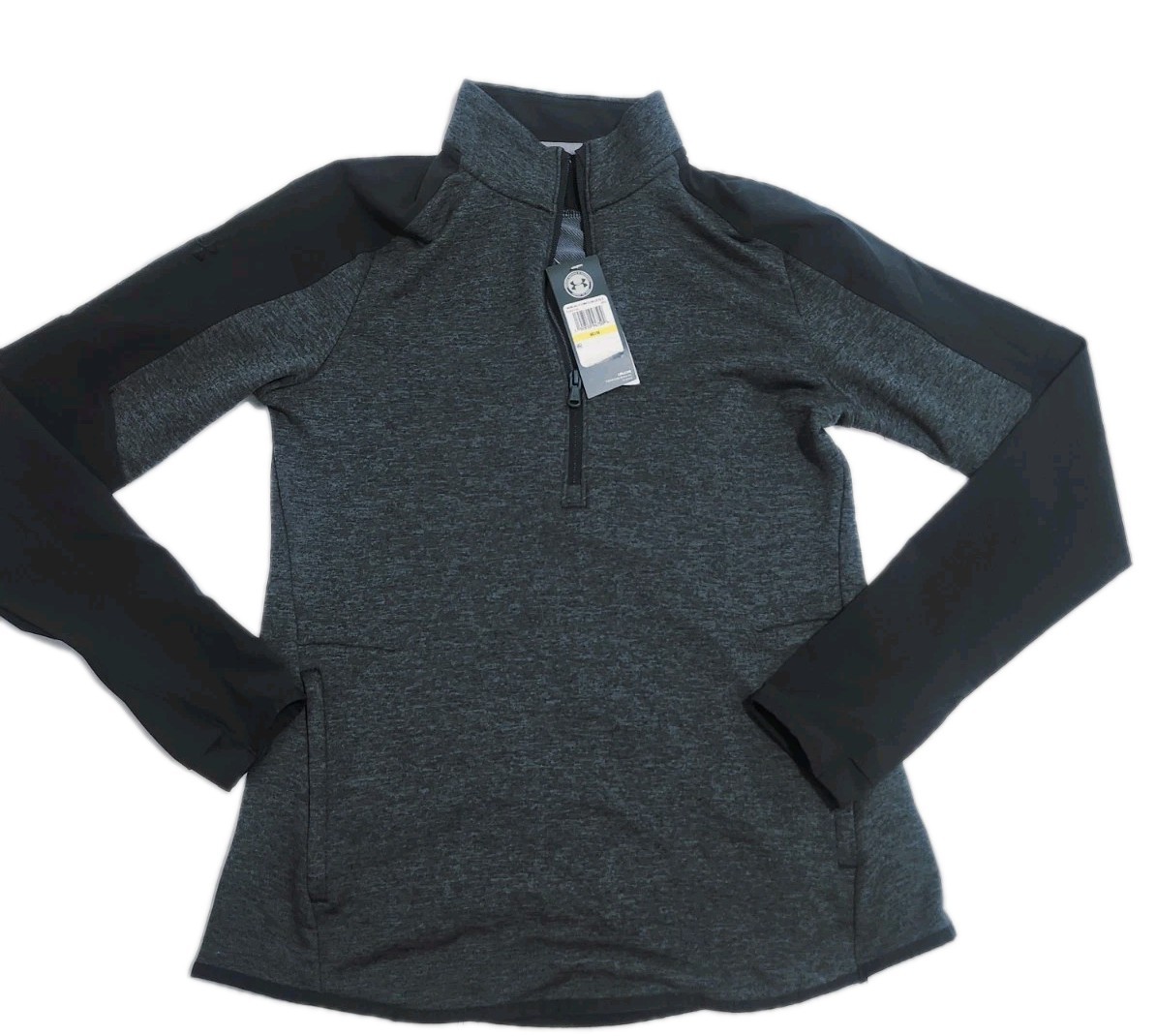 Under Armour Pullover Womens Medium Gray 1/4 Zip Mock Neck ColdGear Top Athletic