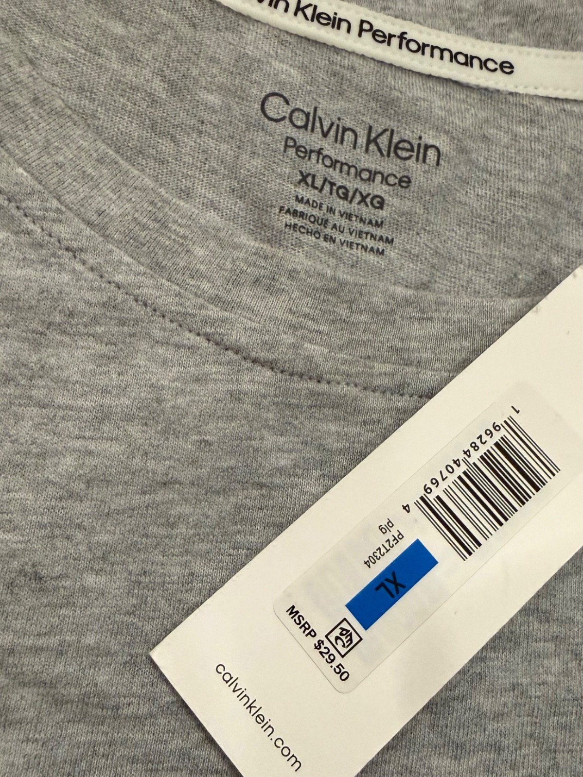 CALVIN KLEIN PERFORMANCE New! Gray Short Sleeve Cotton Athleisure Tee Top NWT XL