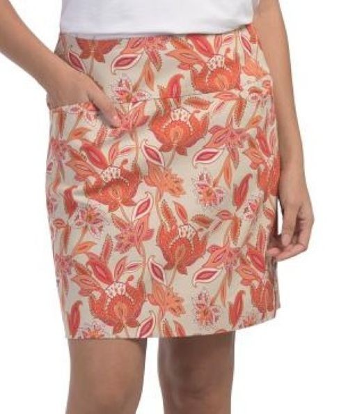NWT Swing Control Tan Orange Desert Flower Pullon Stretch GOLF SKORT – 8 10 12