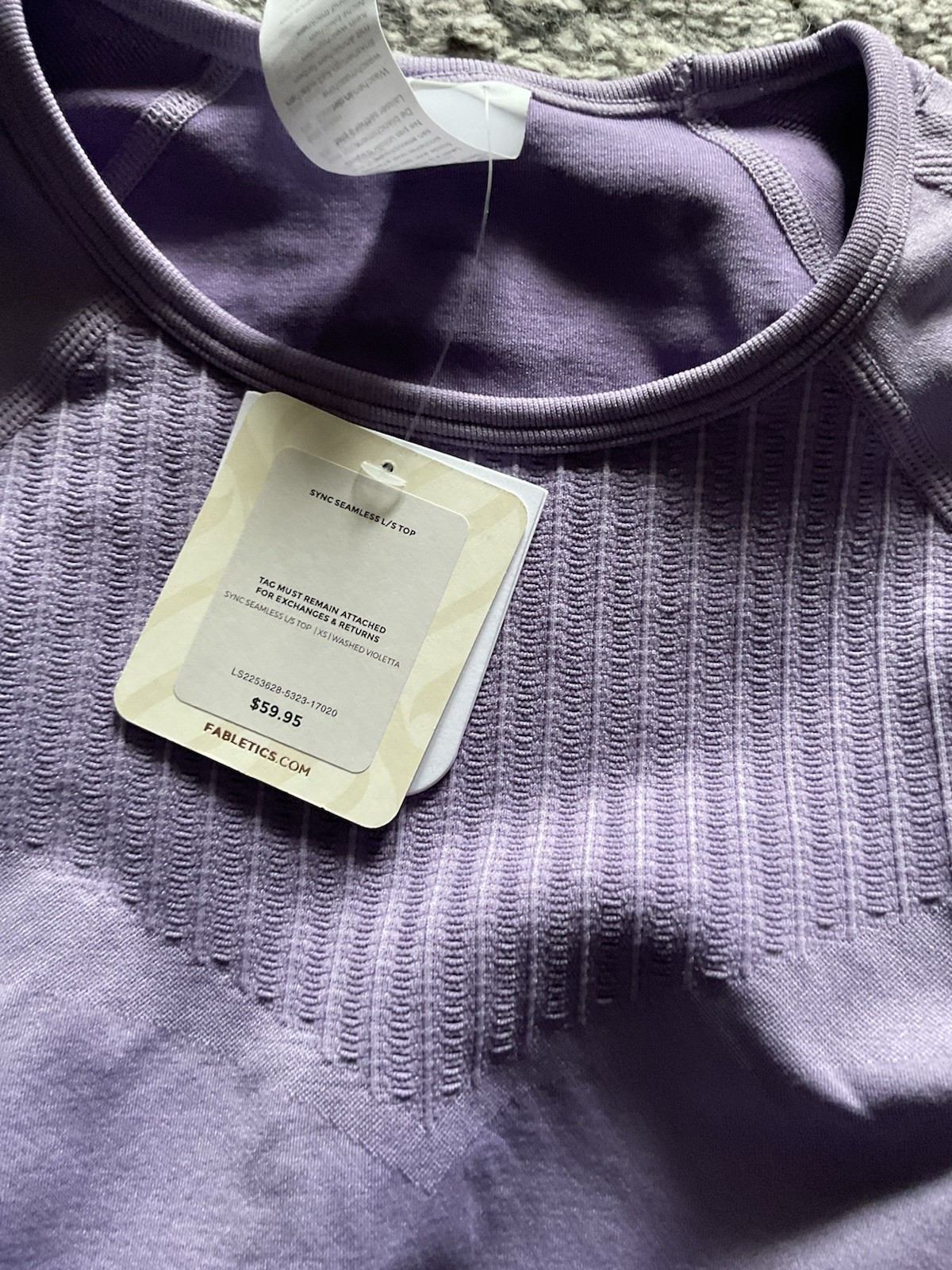 Fabletics Washed Violetta Sync Seamless Long-Sleeve Tight Compression Top Sz Xs