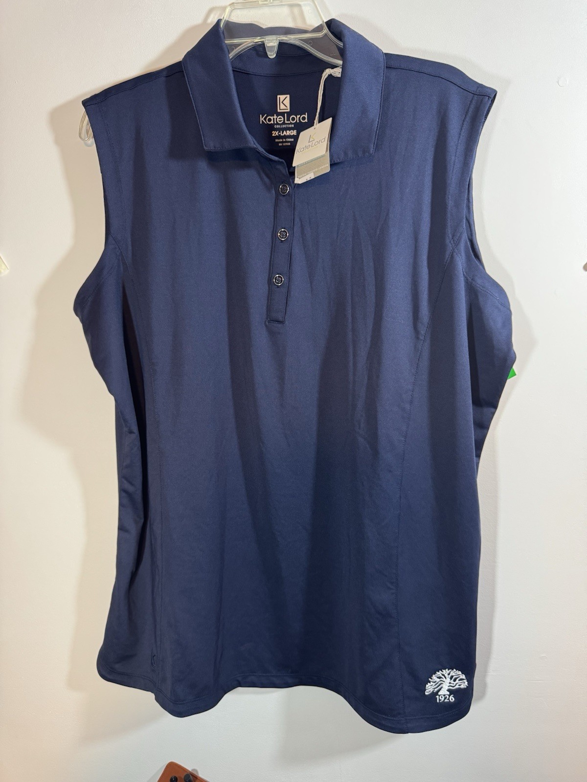 NWT Kate Lord Collection Navy Blue Sleeveless Golf Tennis Polo Shirt Sz XXL