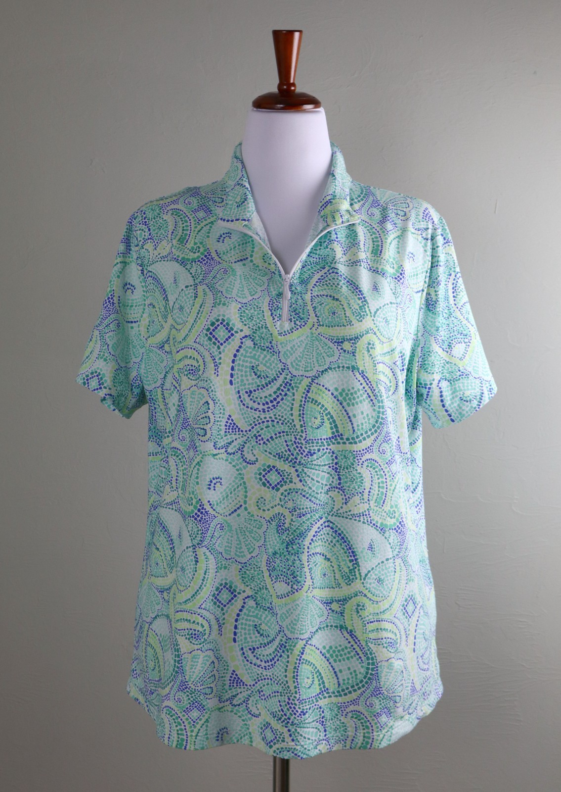 IBKUL $91 Short Sleeve Green Paisley Print Athletic Golf Top Size XXL / 2XL