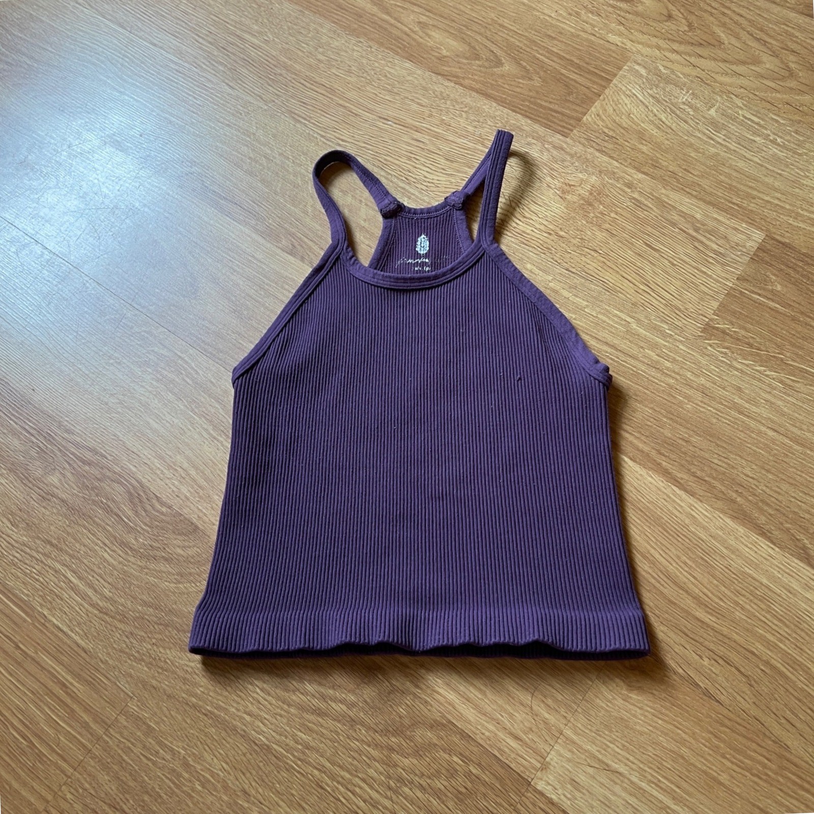 Free People FP Movement Happiness Runs Crop Tank Top Purple Ribbed XS/S