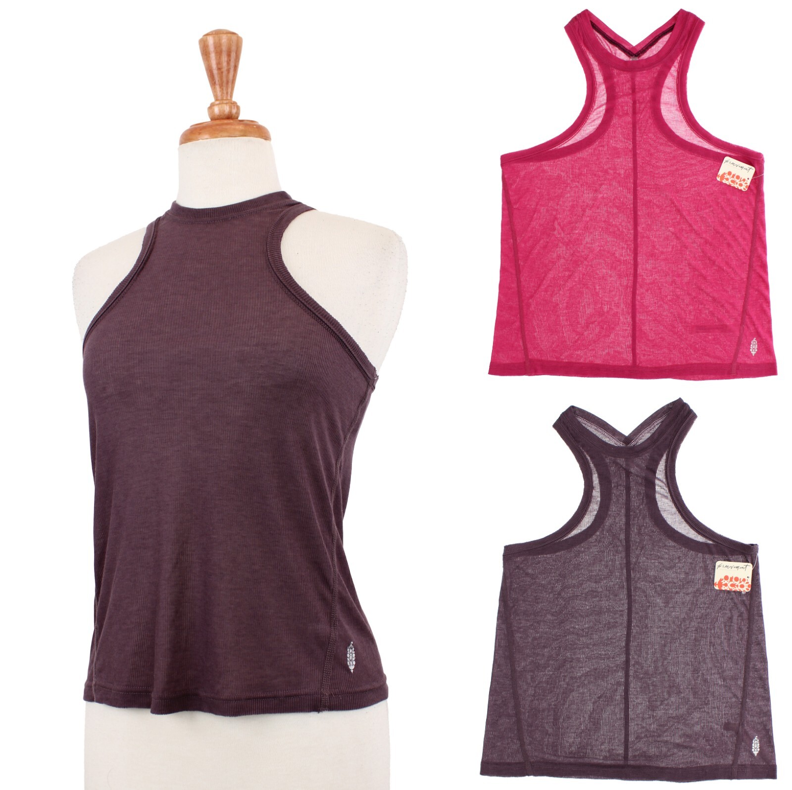 Free People Tank Top OB1275469, Very Varsity Halter Neck Active Top, MSRP $30