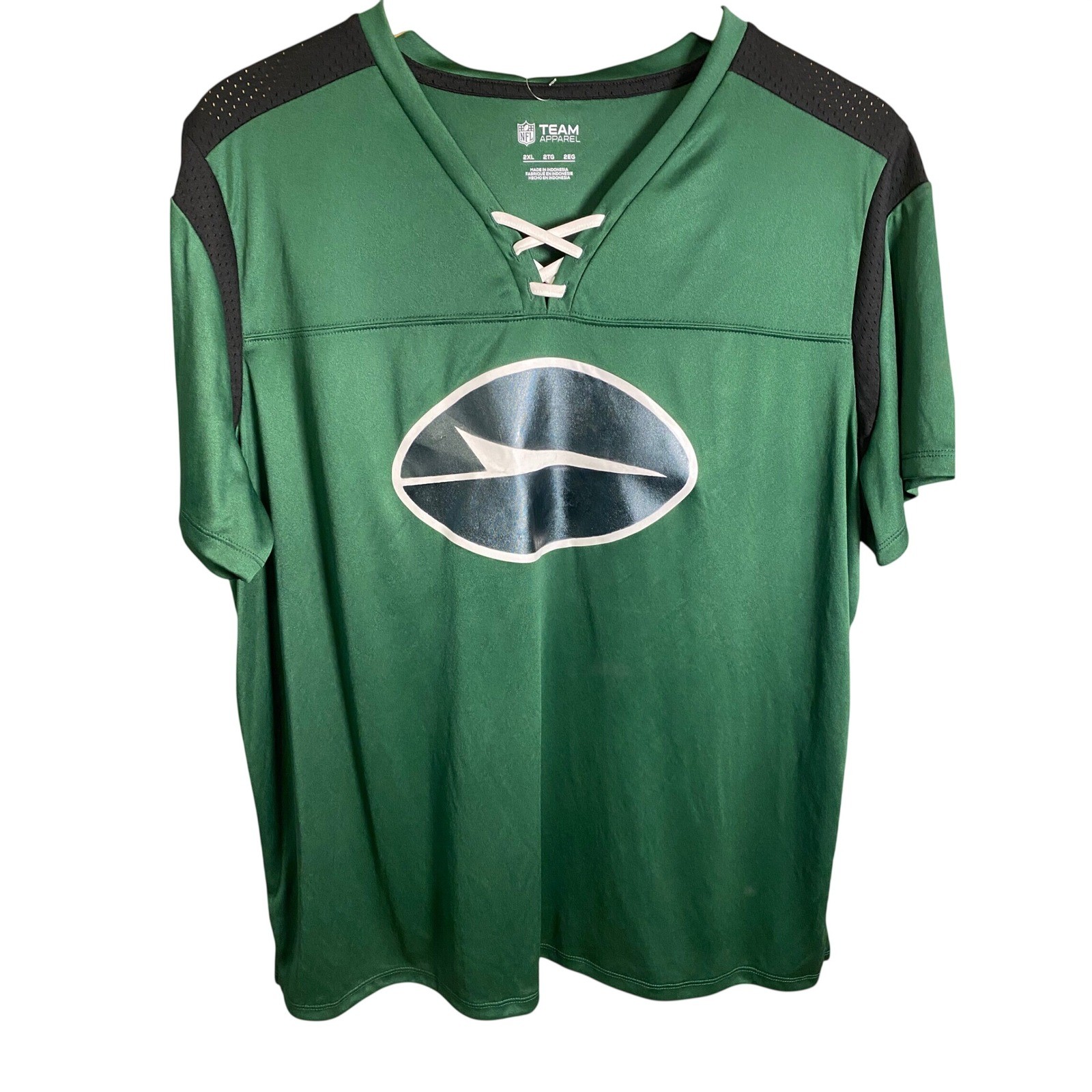 NFL Team Apparel New York Jets Gotham Green Lace Up Jersey Shirt Womens 2XL NEW