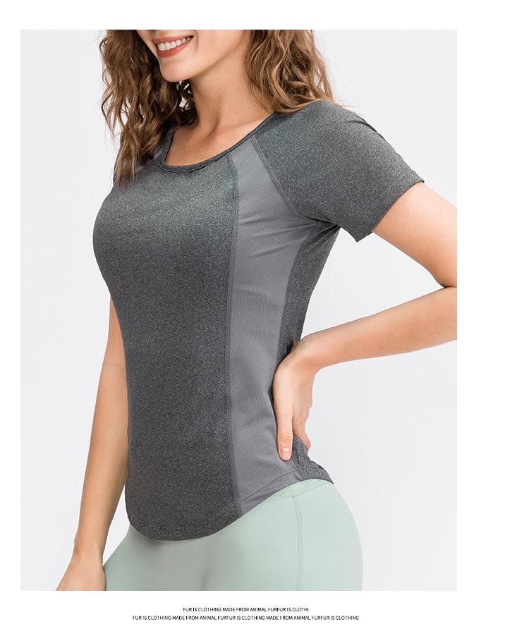 Women Yoga Top Breathable Quick Dry Short Sleeve Gym Fitness Running T Shirt