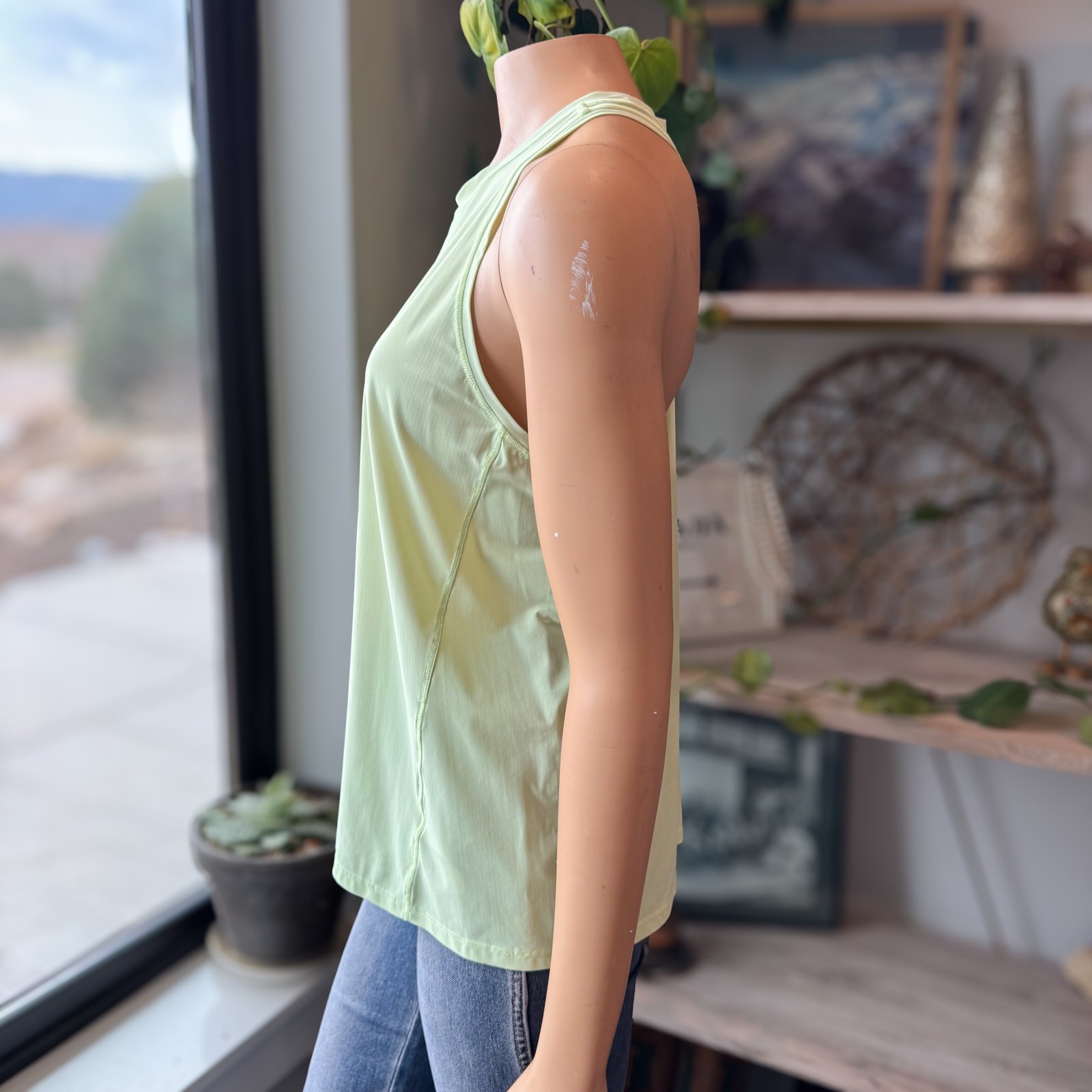 Athleta Ultimate Train Tank Alluring Yellow Neon Green High Neck 530586 – Large