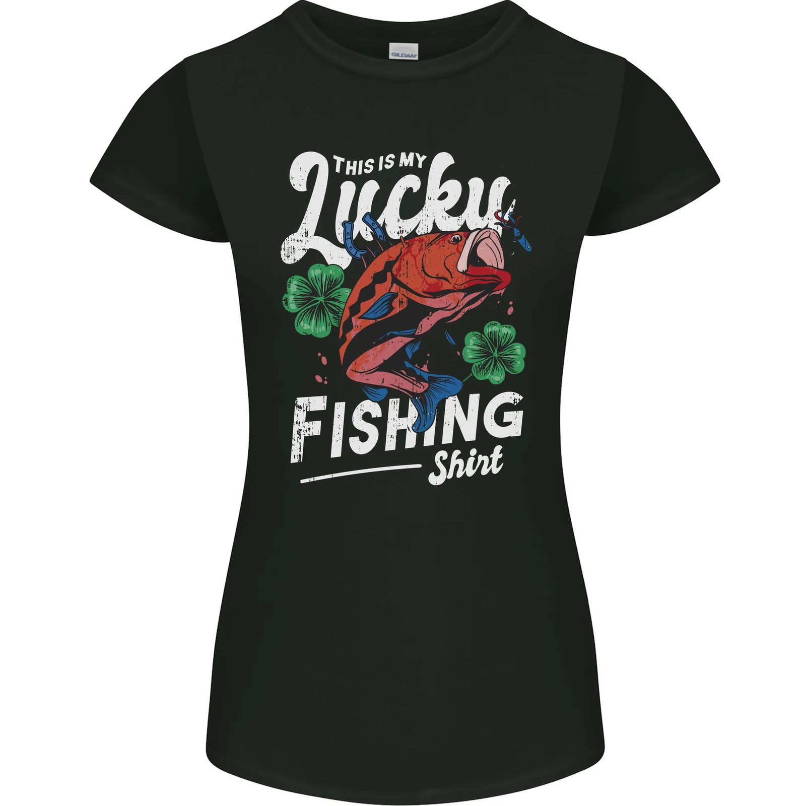 This Is My Lucky Fishing Funny Fisherman Womens Petite Cut T-Shirt