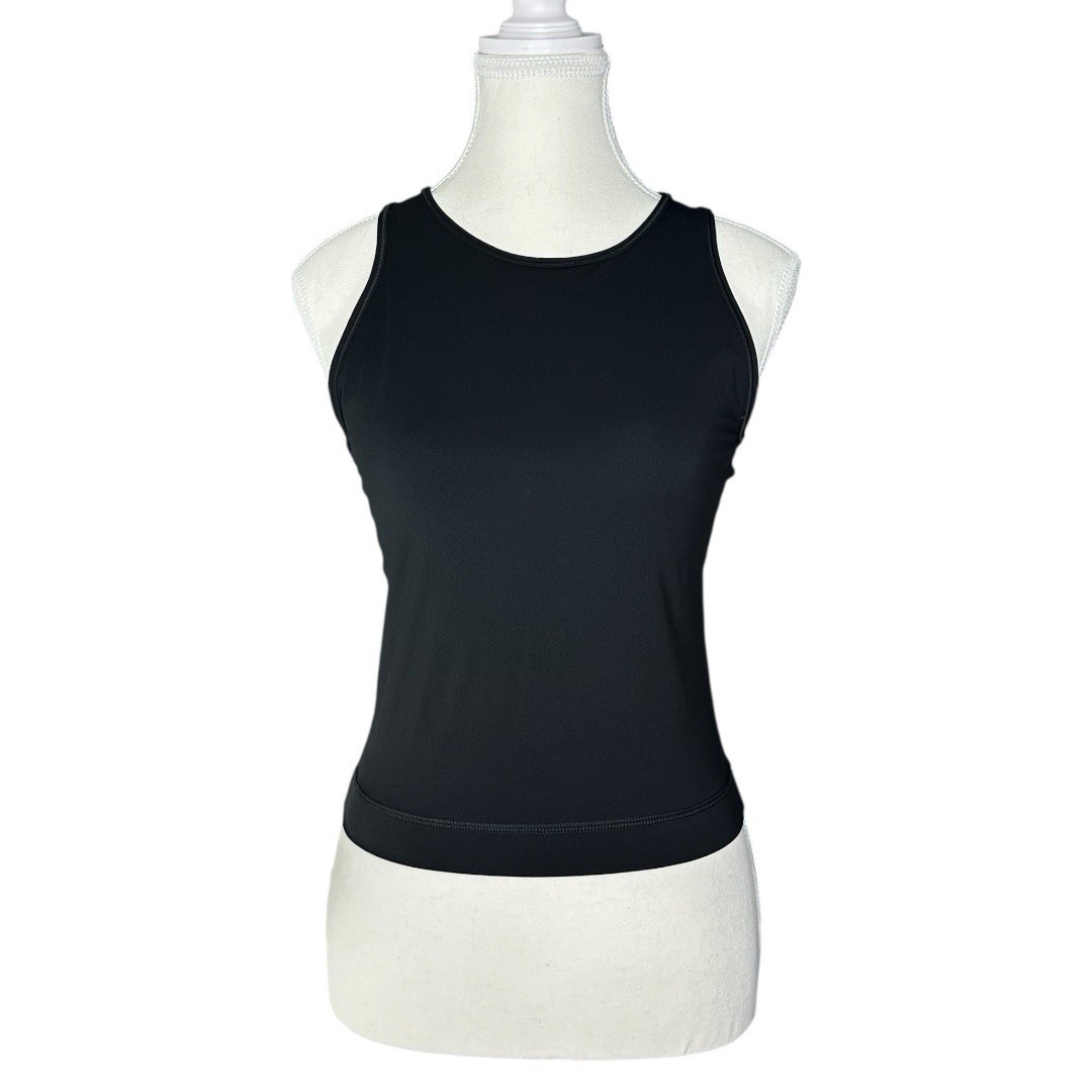 Everlane Perform Tank Womens Small Black High Neck Activewear Shelf Bra Top