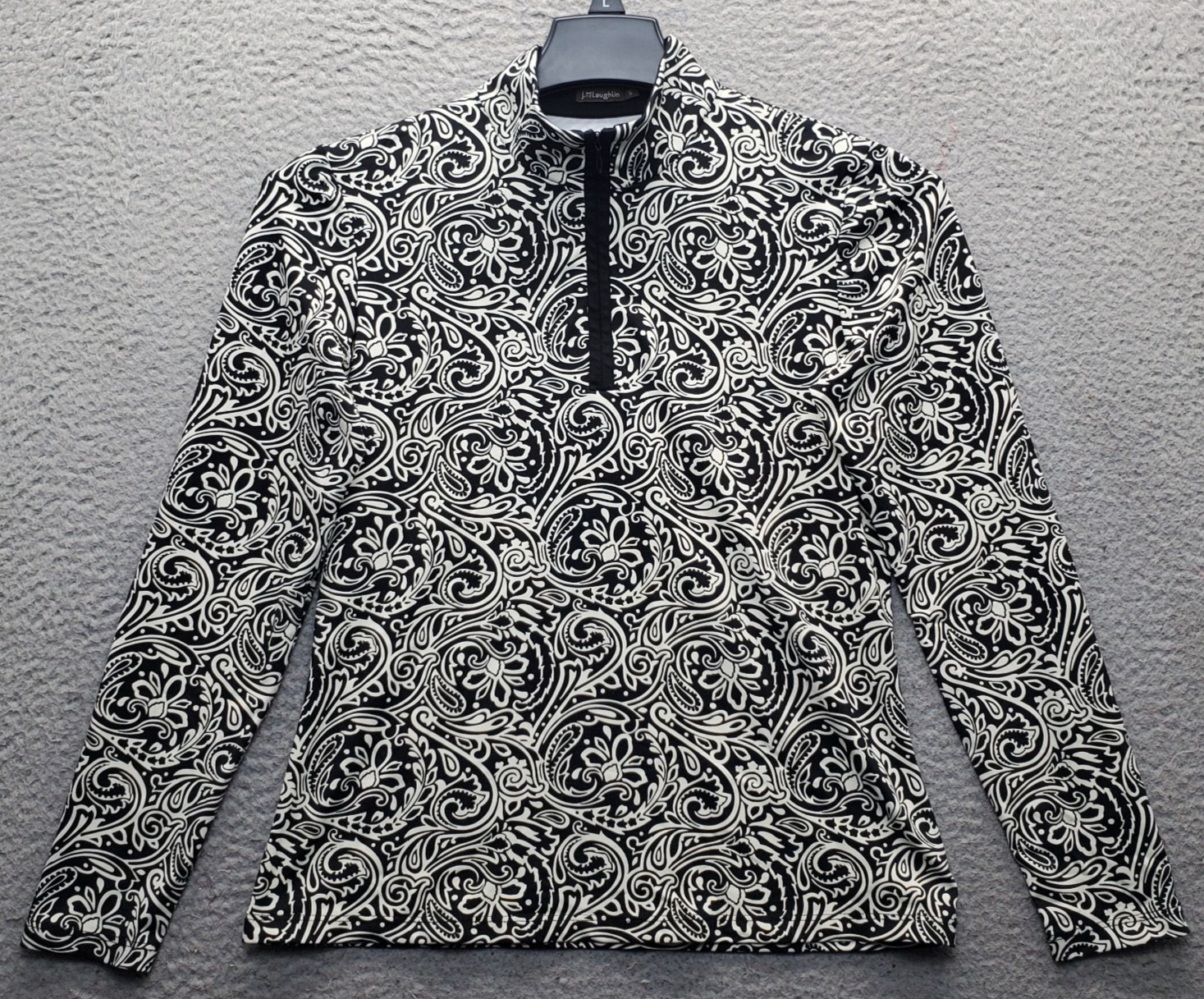 J. McLaughlin 1/4 Zip Pullover Womens Small Multi Paisley Print Mock Neck EUC