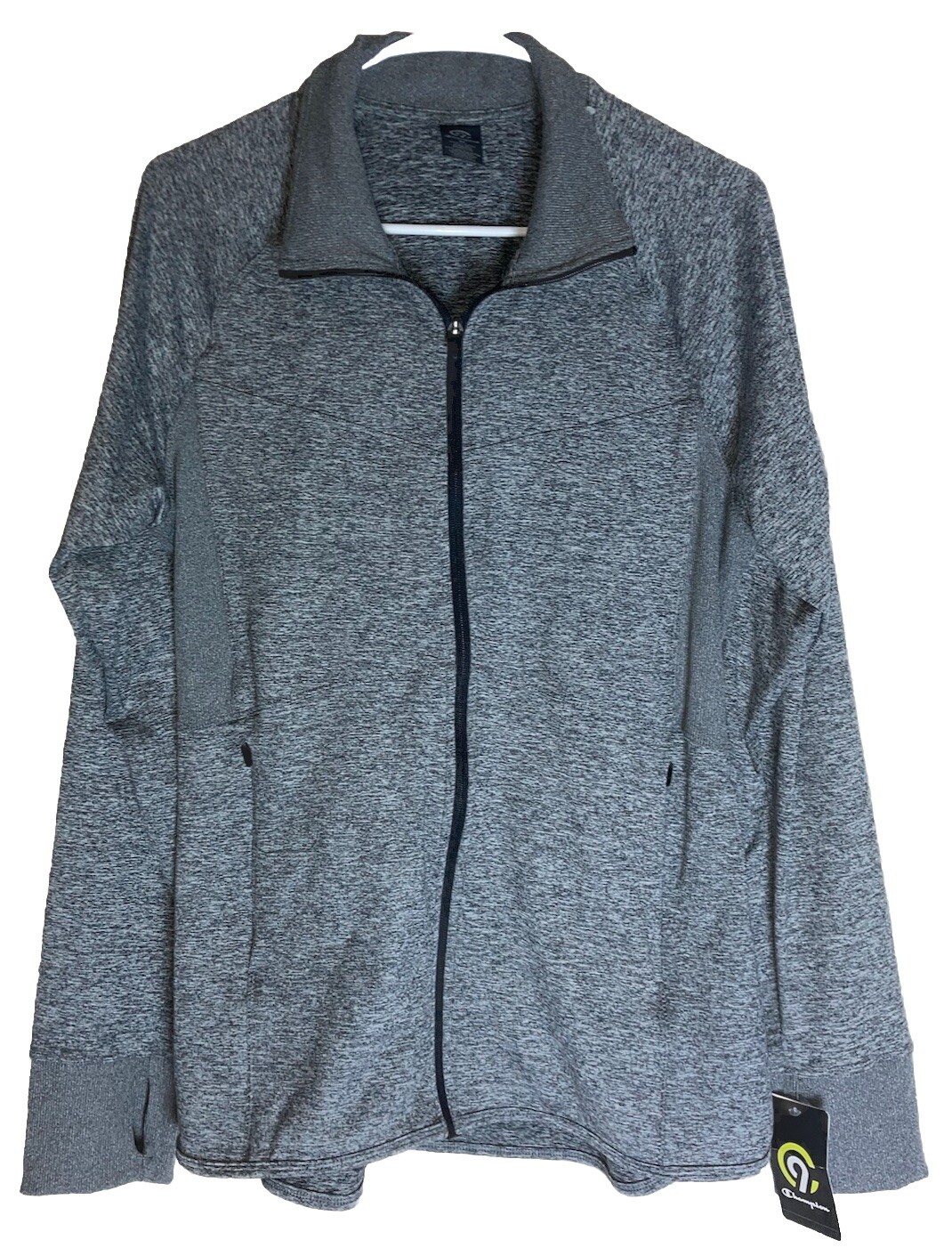 NWT Champion Gray Dry Duo Breathable Thumbholes Stretch Athletic Full Zip XL New