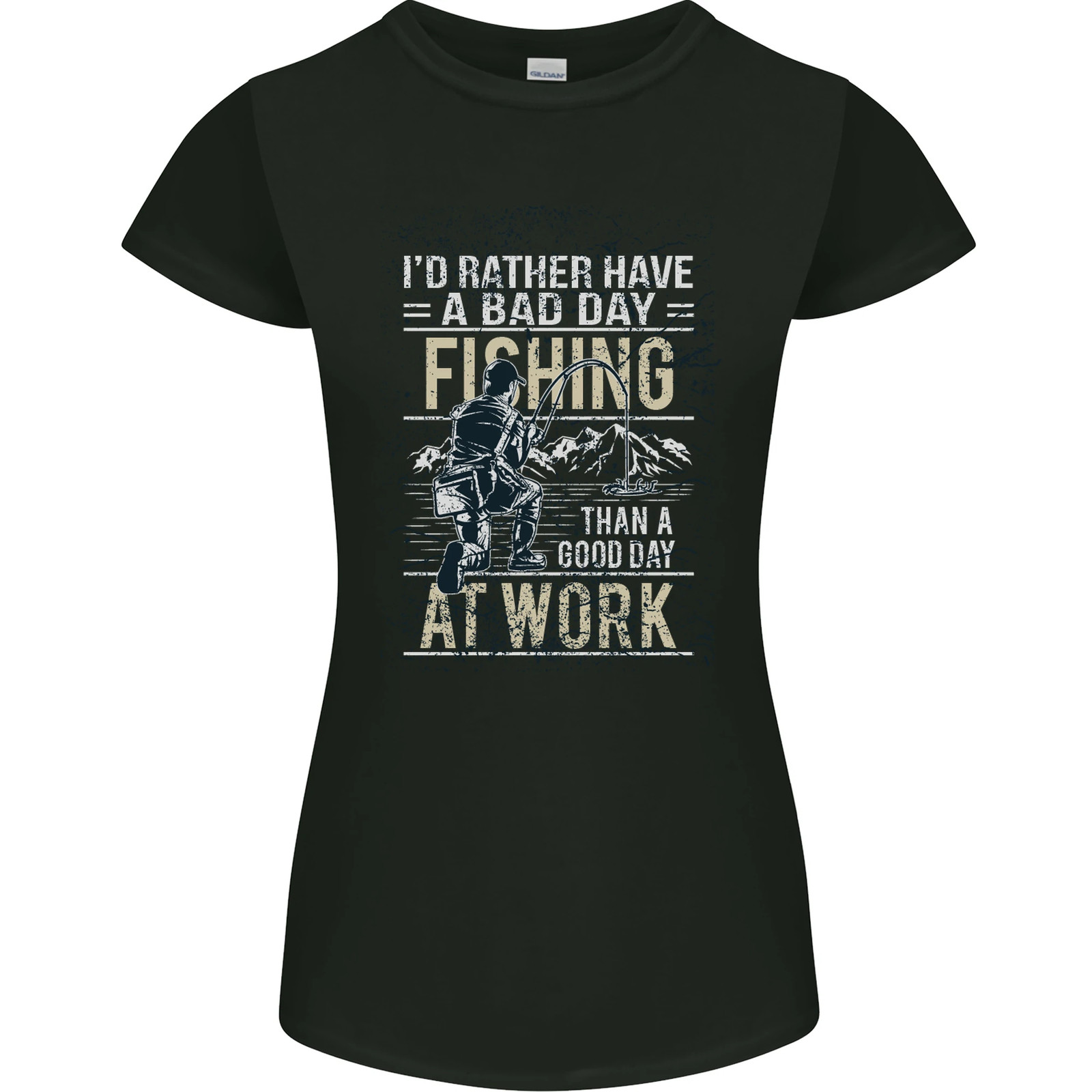 Rather a Bad Day Fishing Funny Fisherman Womens Petite Cut T-Shirt