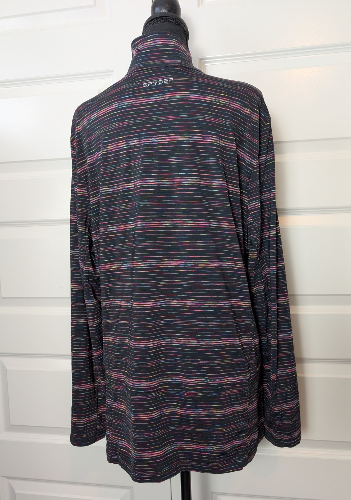 Spyder Size XL Quarter Zip Pullover Top Space Dye Stripe Black Athletic Outdoors