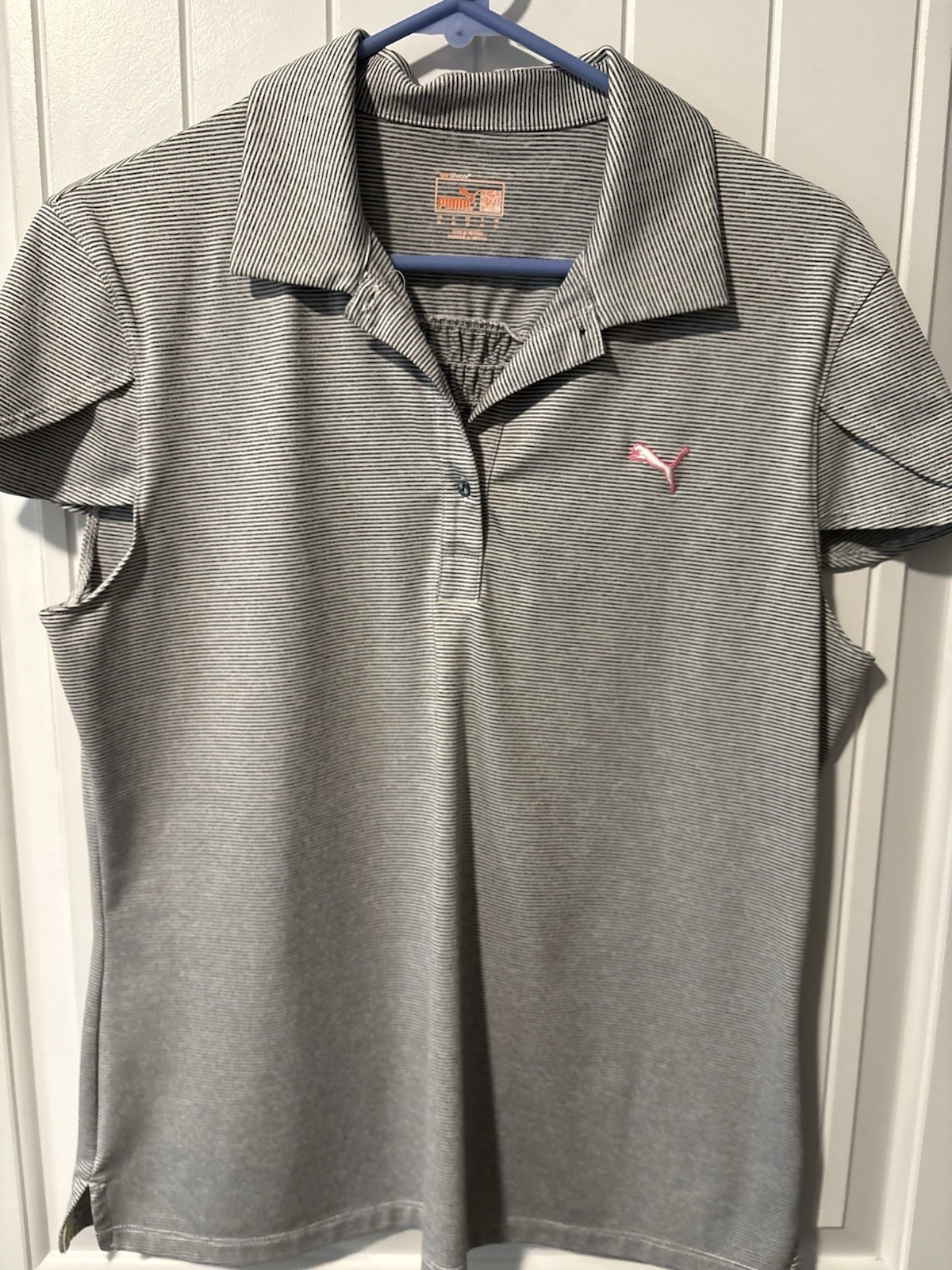Puma Women’s Large Dry Cell Polo Sport Lifestyle Striped black /gray