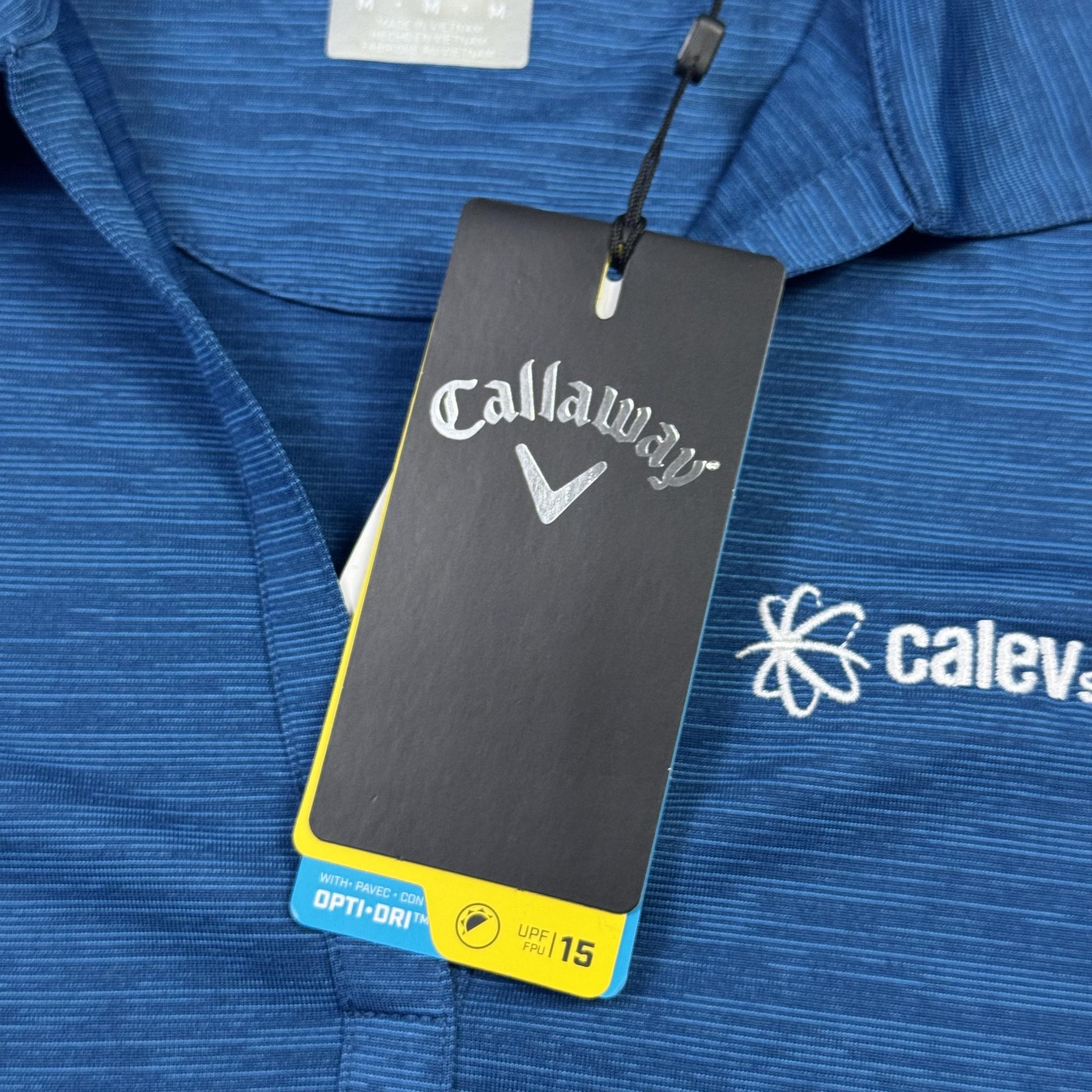 Callaway Polo Shirt Womens Medium Blue Striped Opti-Dri Calev Systems Golf