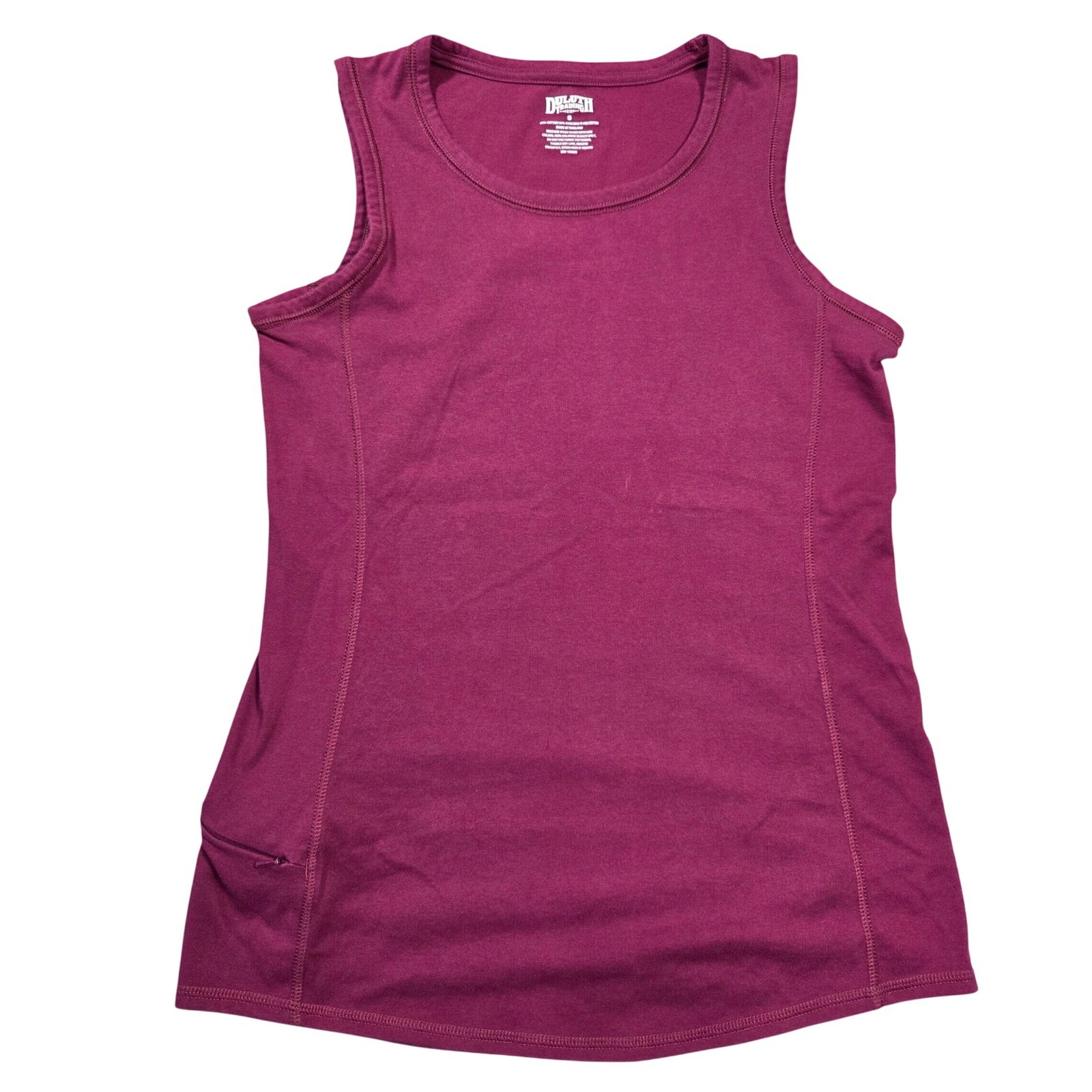 Duluth Trading Co Coolmax Performance Tank Top Burgundy Berry Small Side Pocket
