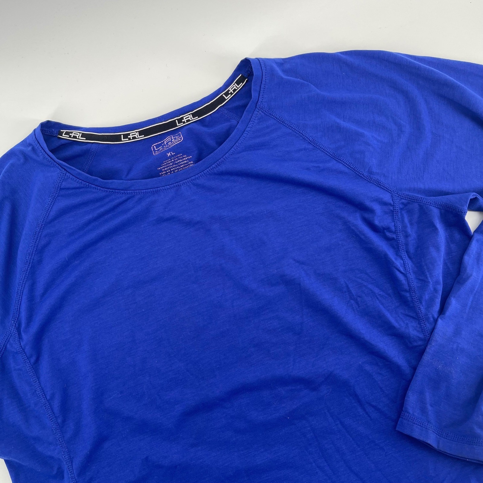 LRL Lauren Ralph Lauren Womens Blue Crew Neck Long Sleeve Athletic Shirt XL