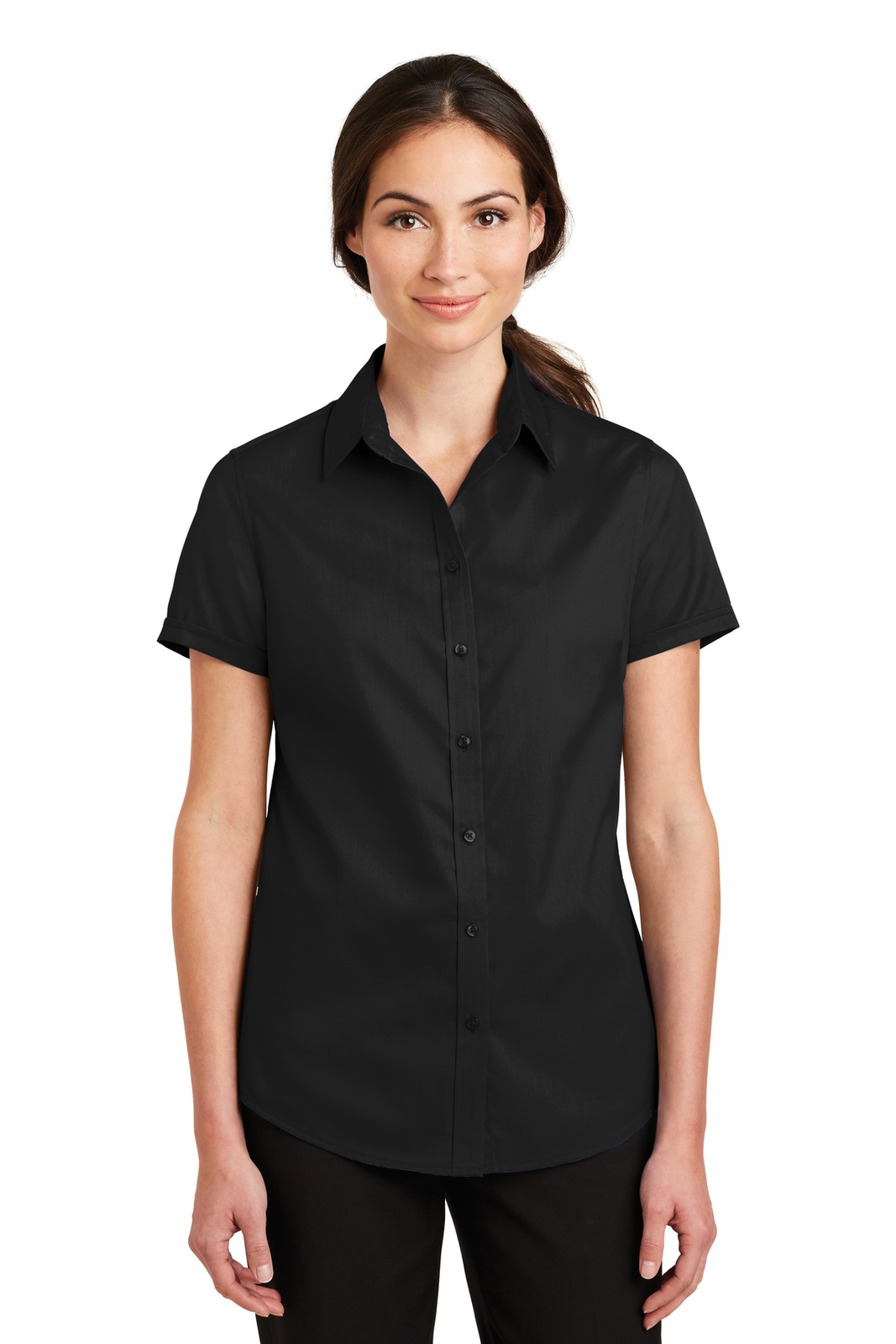 Port Authority L664 Womens Short Sleeve Open Collar SuperPro Twill Shirt