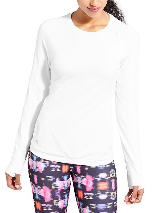 ATHLETA Superluxe Top, EUC, Size Large, Bright White, Thumbholes