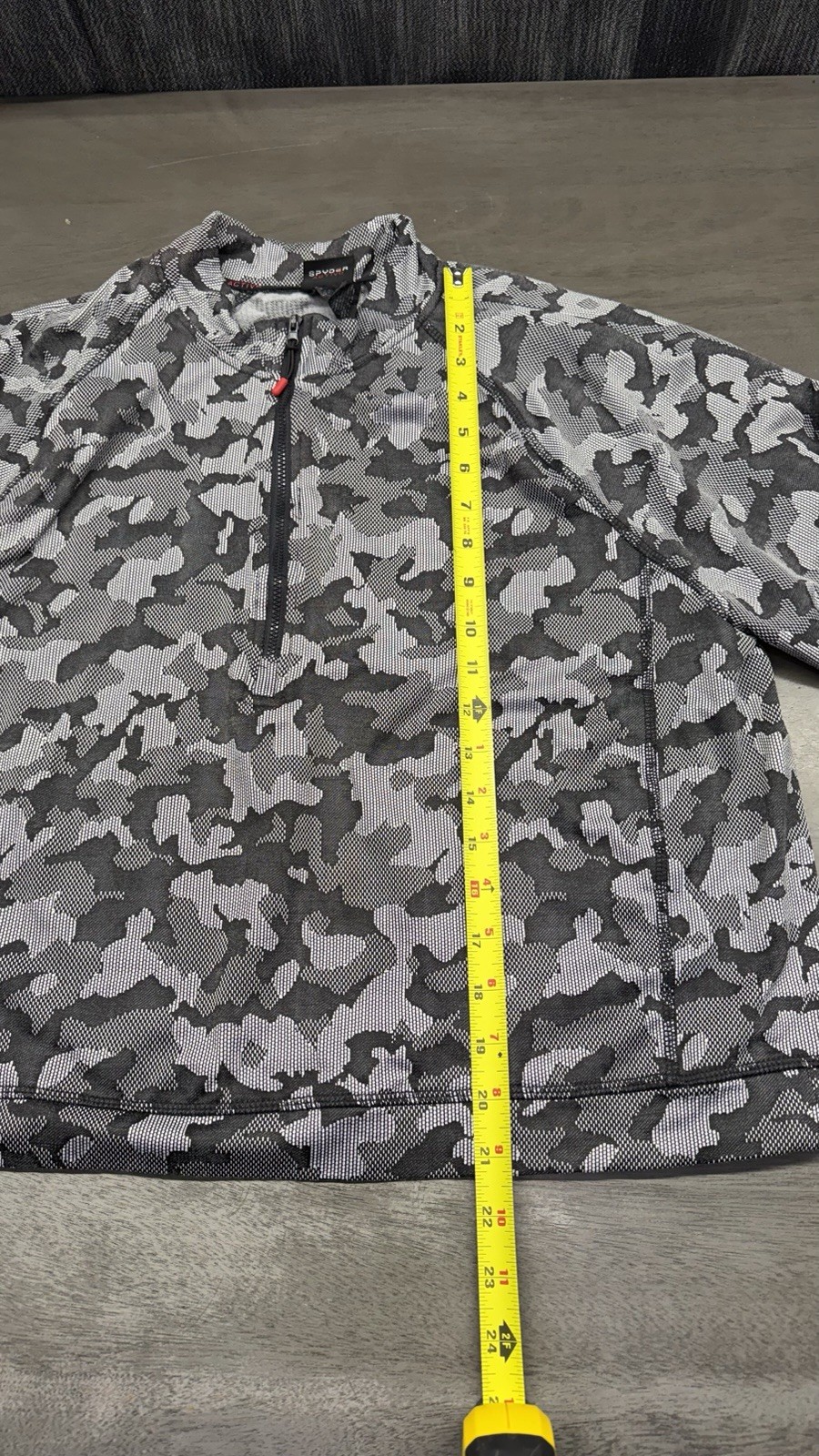 Spyder Active 1/4 Zip Base Layer Womens XL Long Sleeve Top Gray Camo Pullover