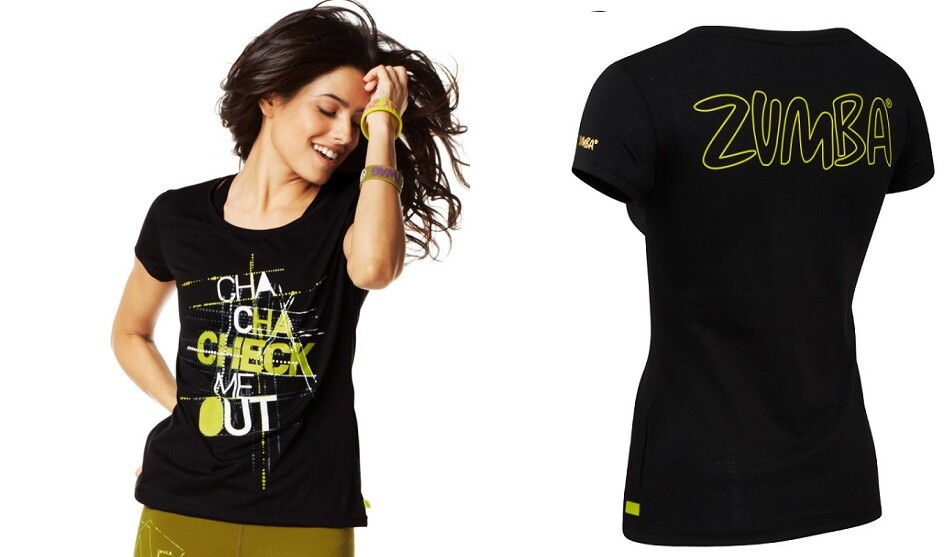 Zumba Cha-Cha-Check Me Out Tee Shirt Top – Black ~ sz XS, Small, Medium, XXL