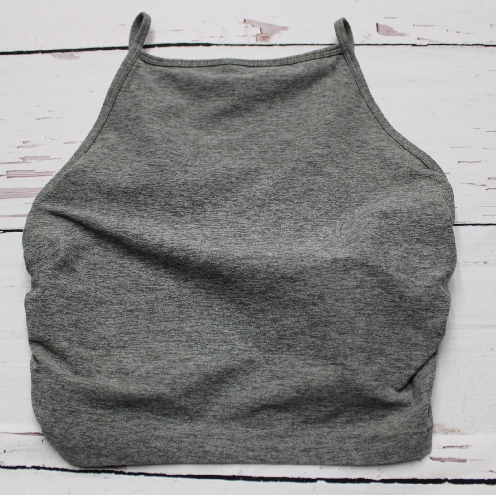 YPB Abercrombie High Neck Ruched Active Tank Grey Medium Athleisure