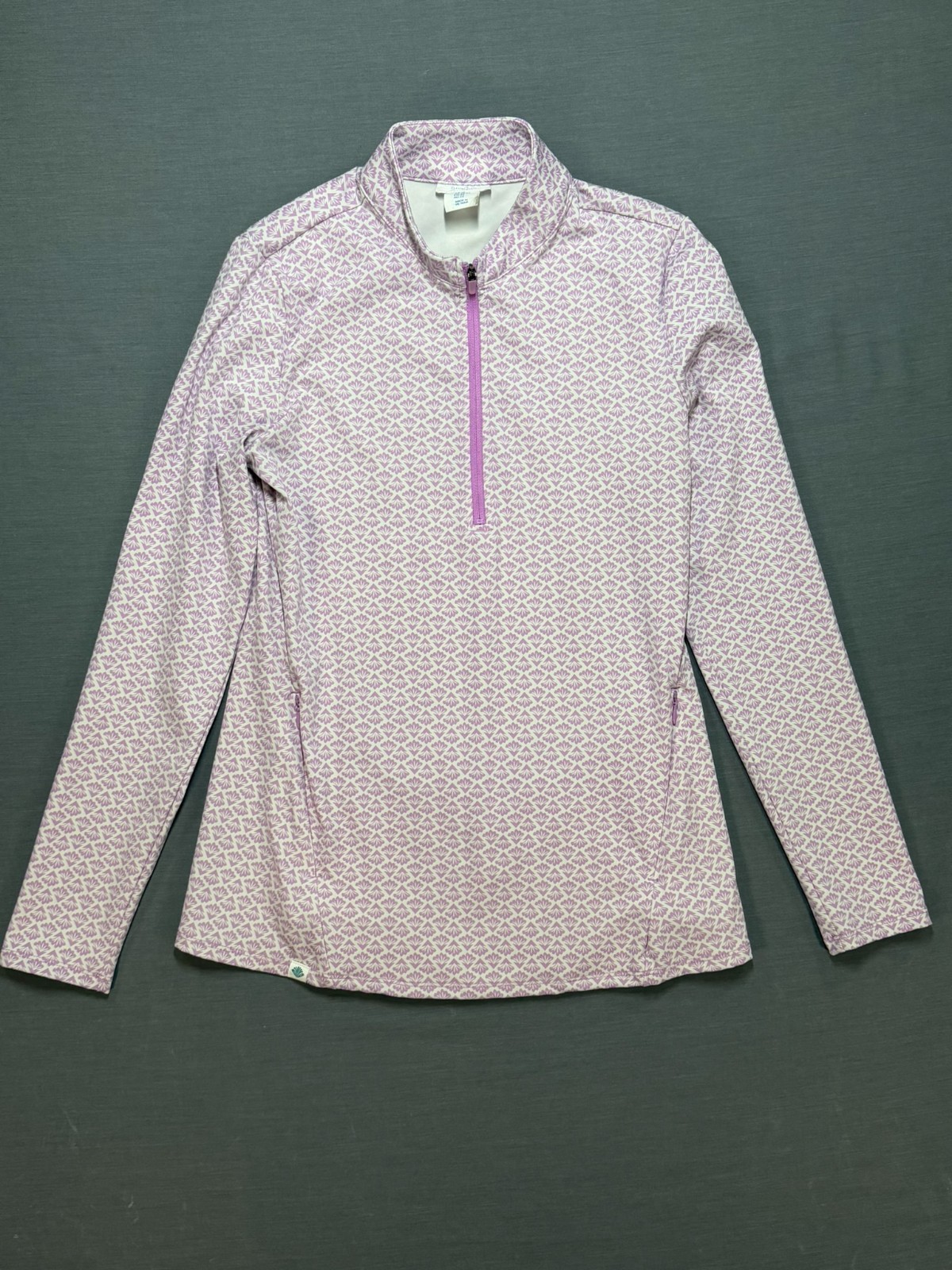 Sigrid Olsen Golf Tennis Top Womens XS Purple Floral 1/4 Zip Pullover