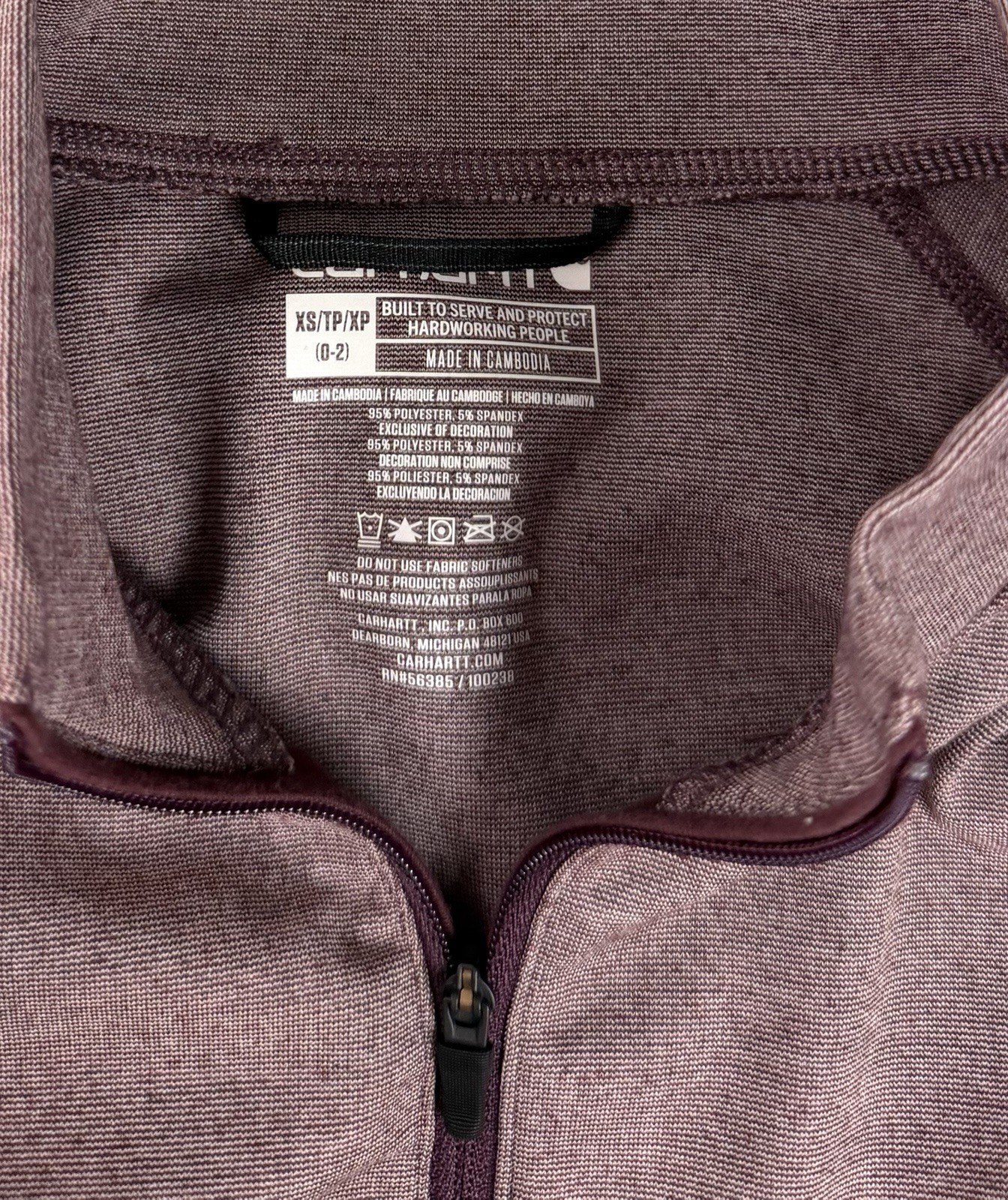 Carhartt Force 1/2 Zip Pullover Lightweight Mauve Mockneck Workwear XS 0-2 0154