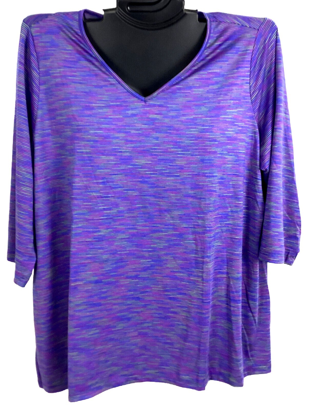 AVE Leisure Plus Size Active Work Out Top Sleeves Lightweight Stretch Purple New