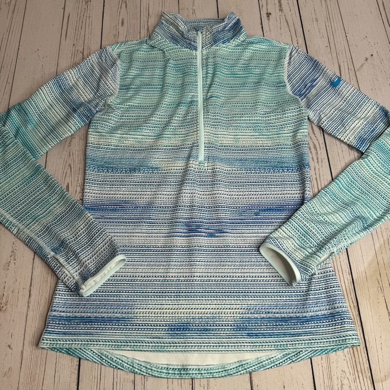 Nike DriFit 1/4 Zip Striped Long Sleeve Running Top Shirt Womens Medium Blue