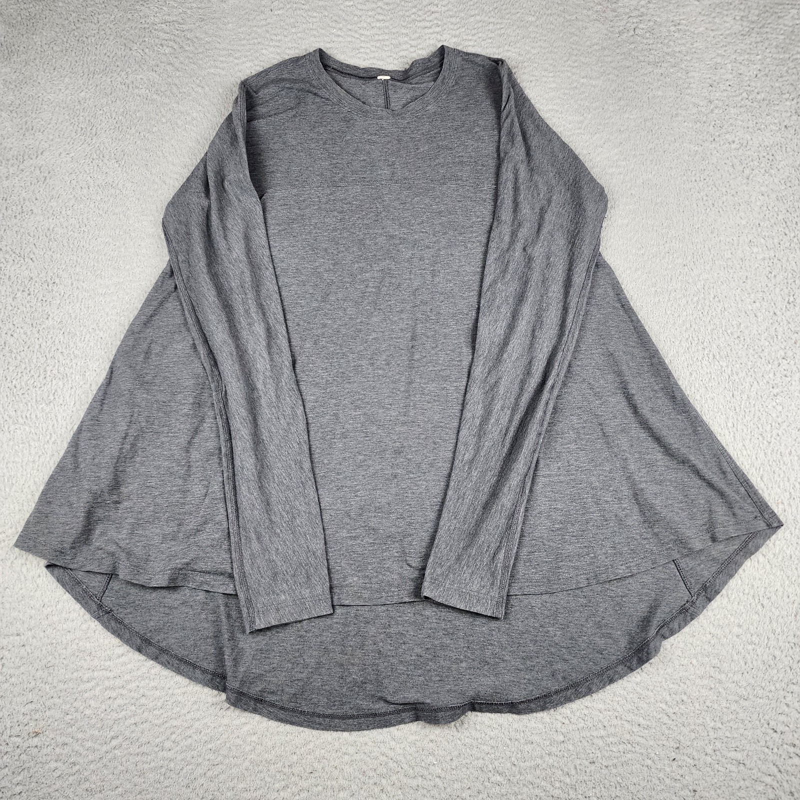 Lululemon Shirt Womens 10 Gray Long Sleeve Flared Top Athleisure Yoga Athleisure