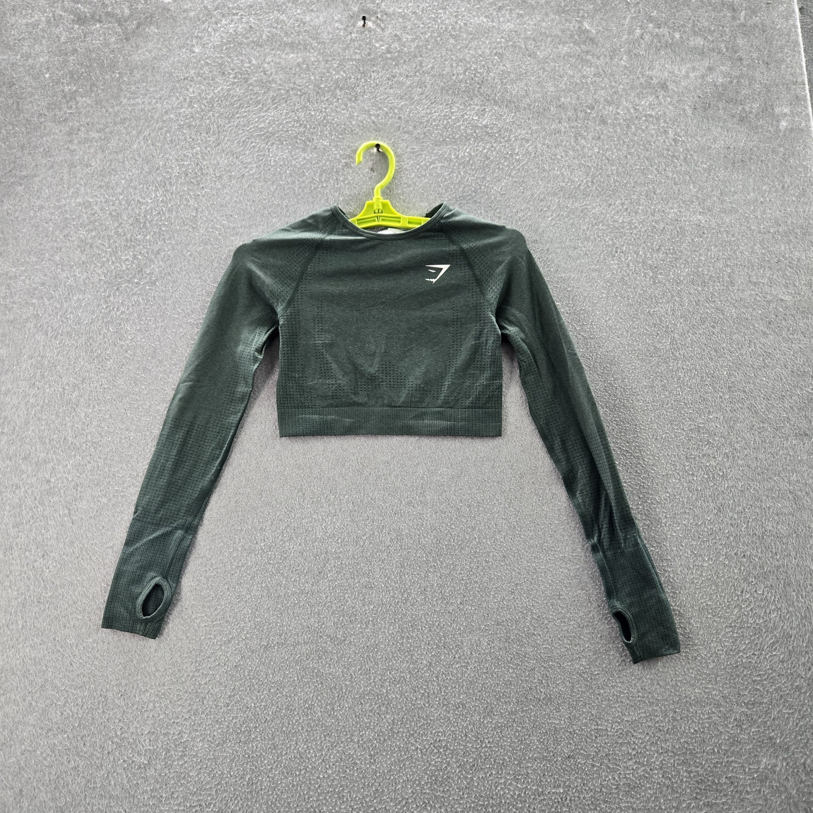 Gymshark Women Activewear Top S Green Elastane Nylon Long Sleeve Crop