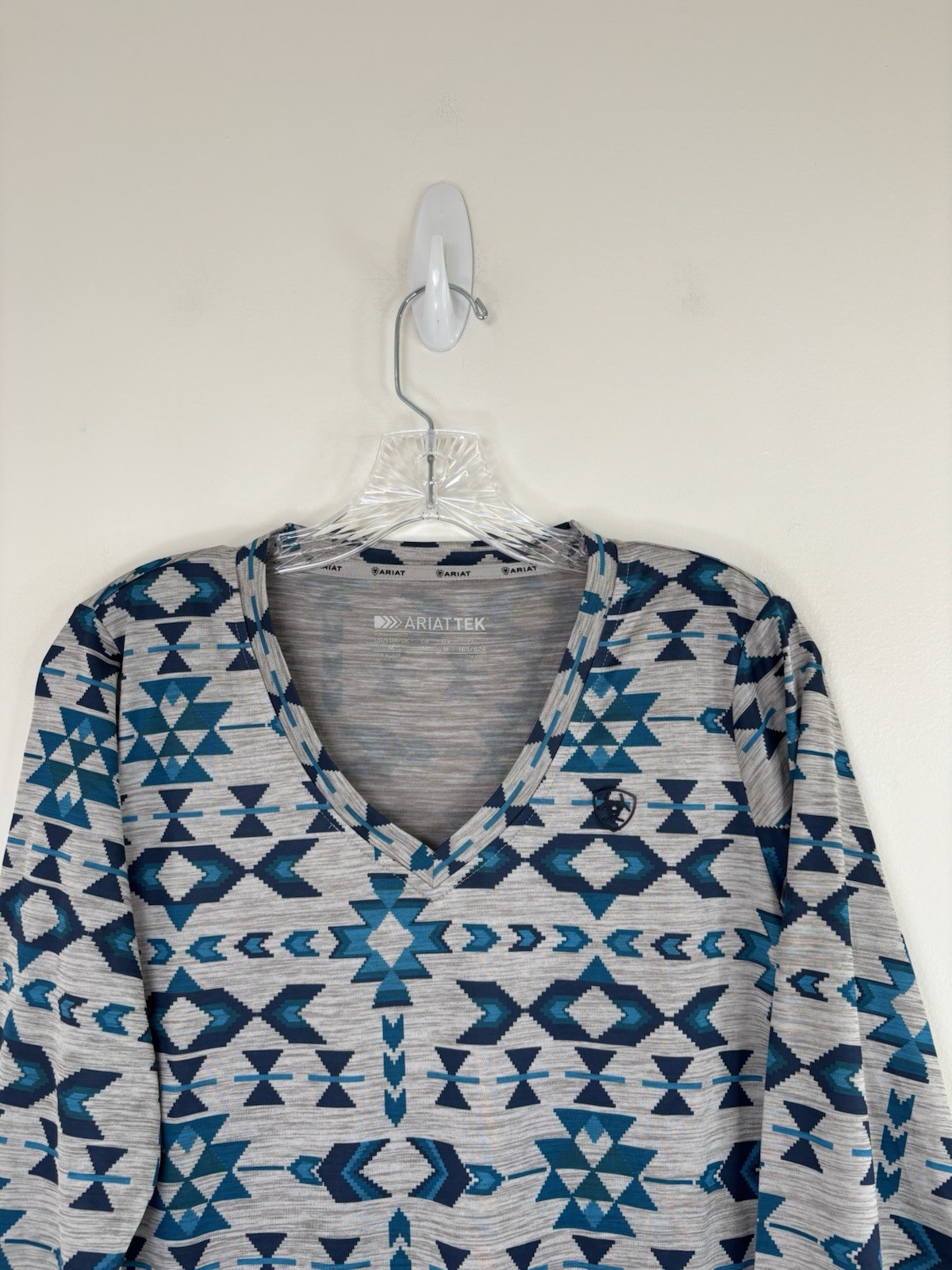 Ariat TEK Top Aztec Print Active Wear Medium Gray/Teal Long Sleeve Southwestern