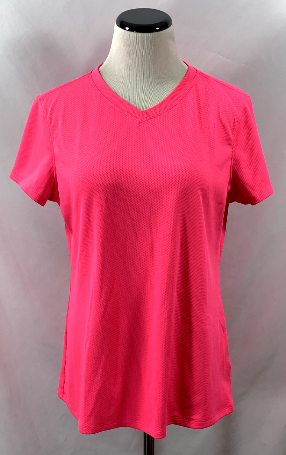 New Balance Women’s V- Neck Short Sleeve Shirt Top NB Dry Pink Large L