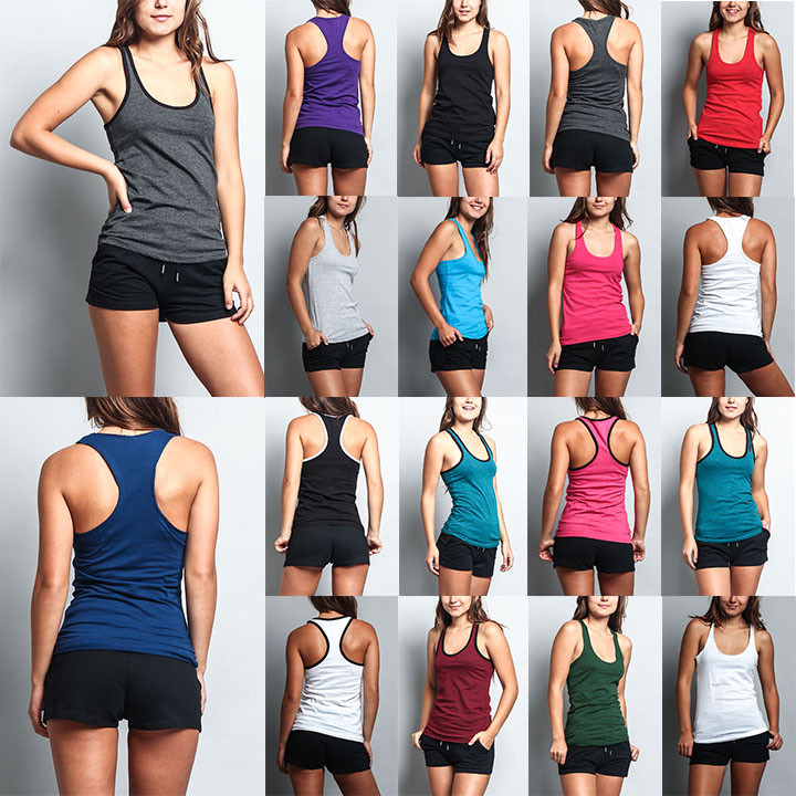 Women’s Racer back Basic Light Weight Yoga Gym Active Workout Tank Top (2-Pack)