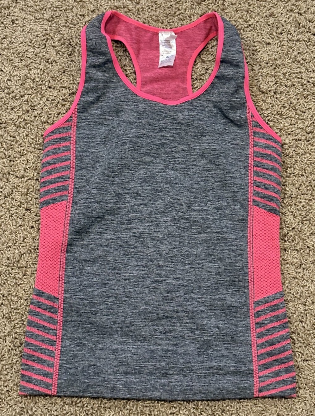 Womens Pink & Gray Compression Tank Top w/ Racer Back ‘One Size’