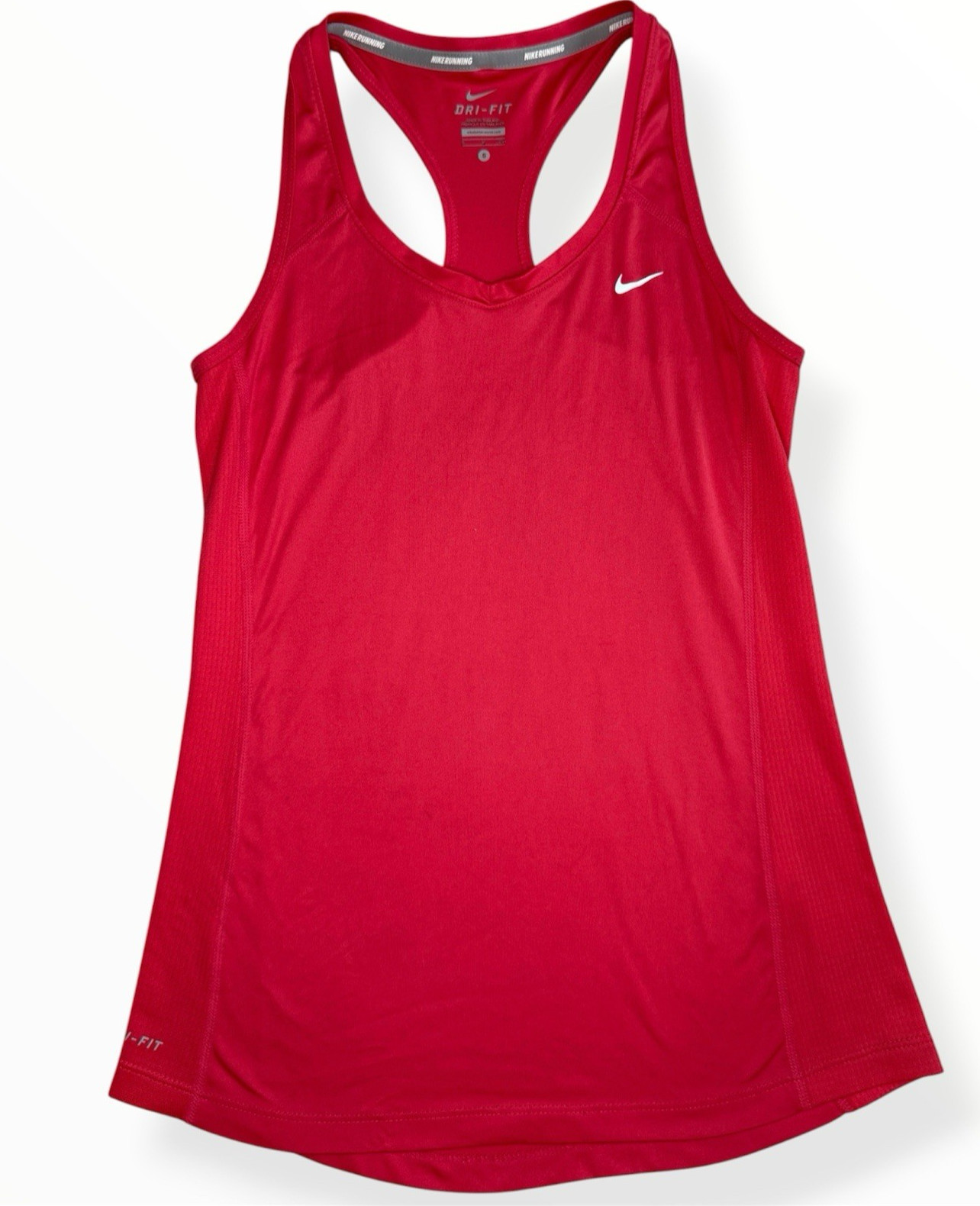 NIKE RUNNING Womens Dri-FIT Sz Small Racer Back Tank Top Logo Vented Mesh
